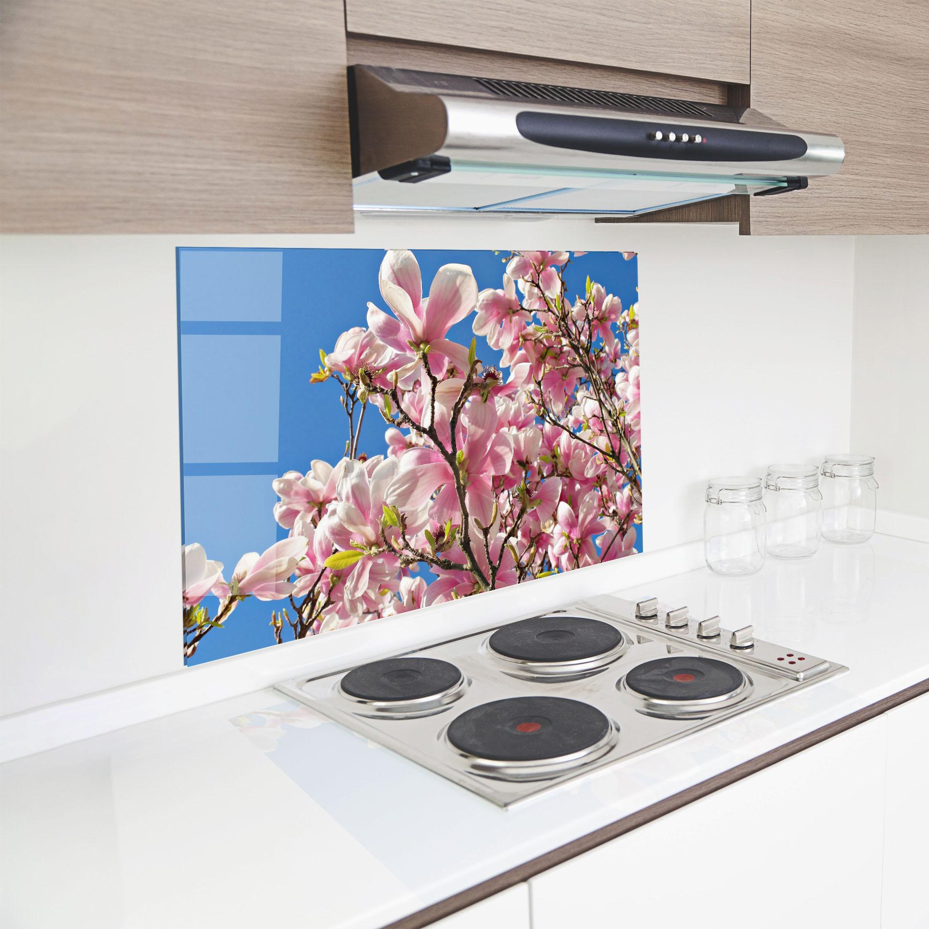 Konyhai üveg hátfal Beautiful Pink Chinese Tree mockup 8