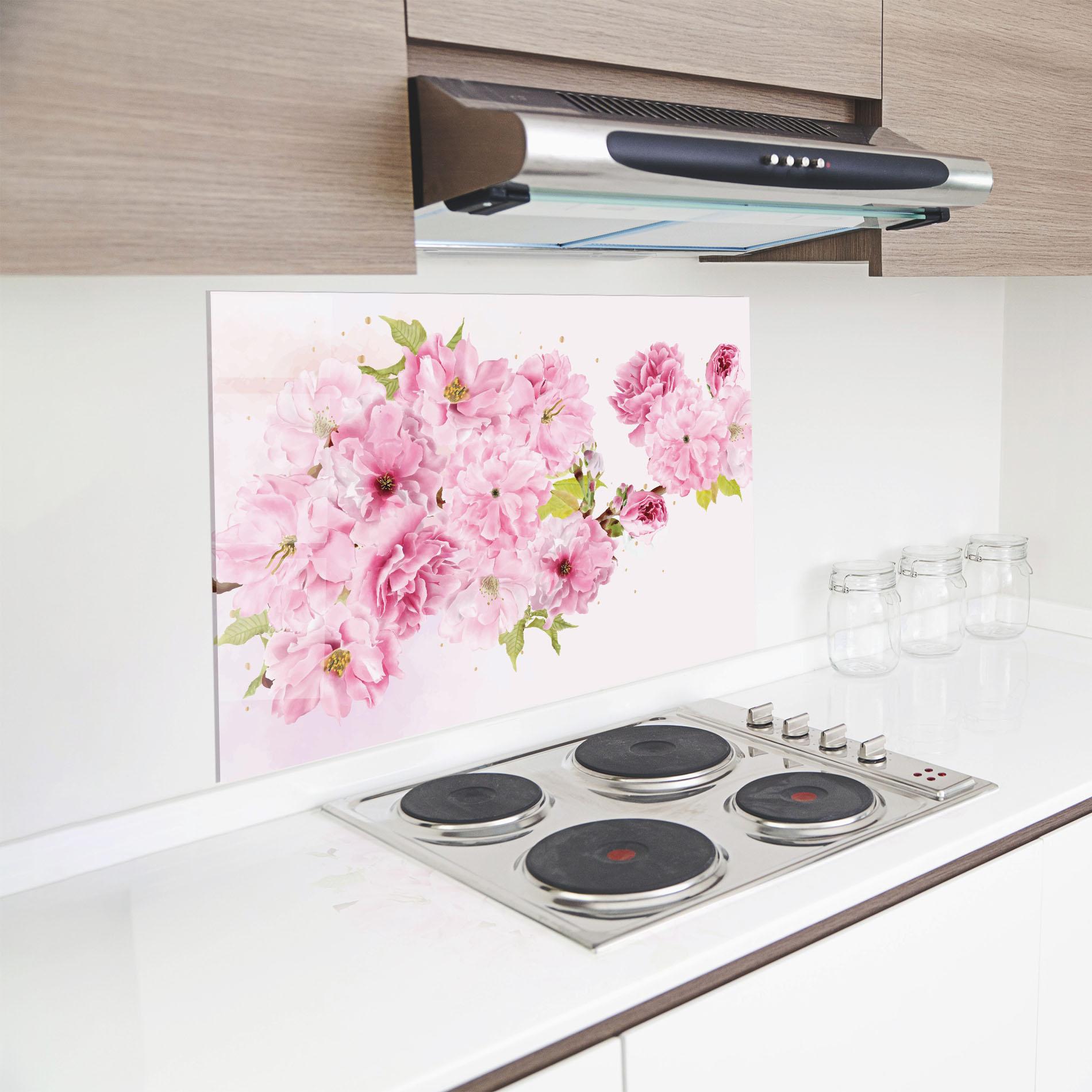 Konyhai üveg hátfal Cherry Flower Spring mockup 8
