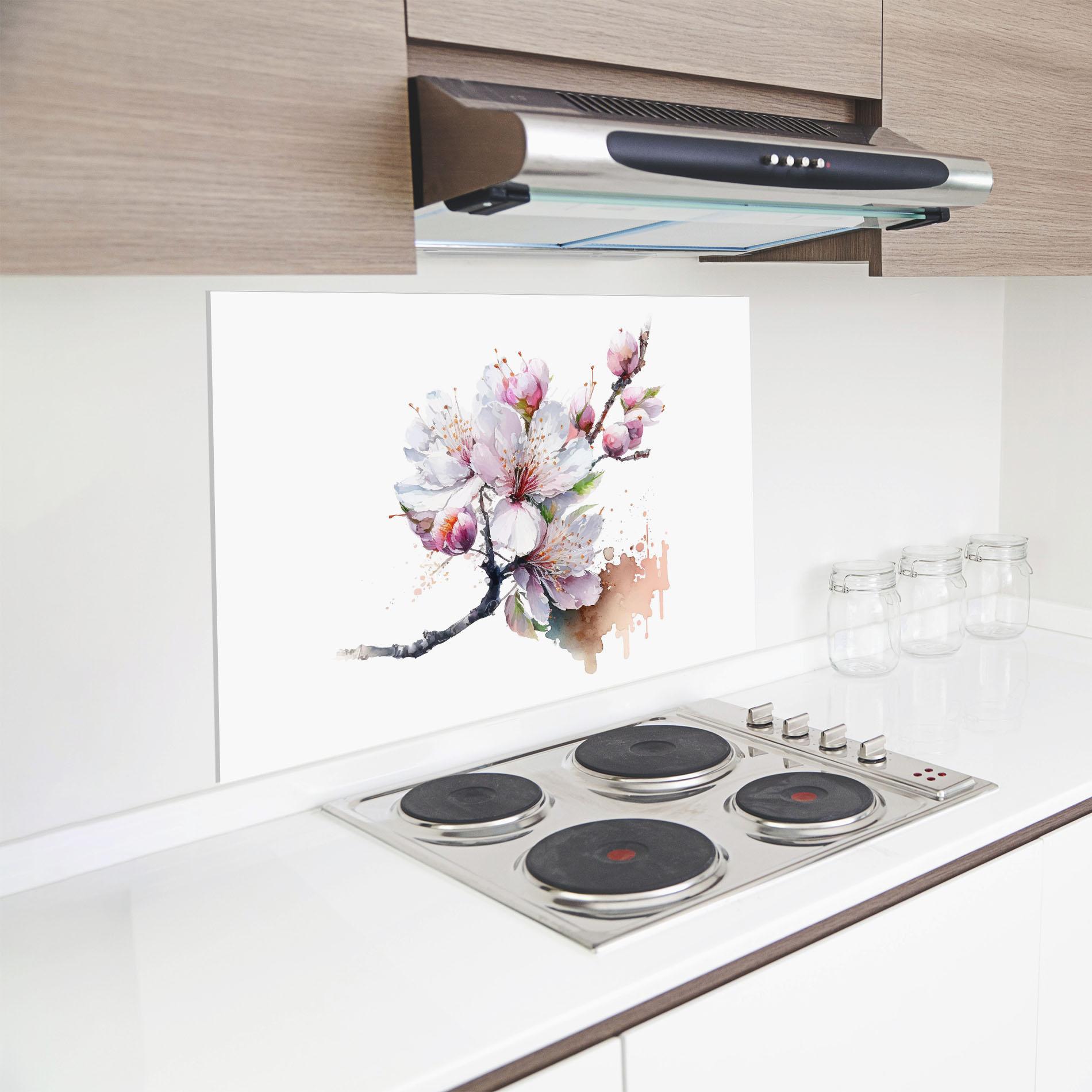 Konyhai üveg hátfal Cherry Spring Art mockup 8