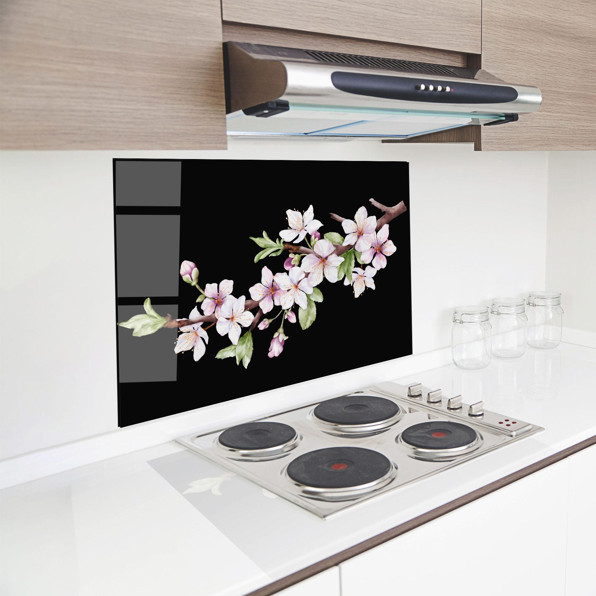Konyhai üveg hátfal Pretty Flower Spring mockup 8