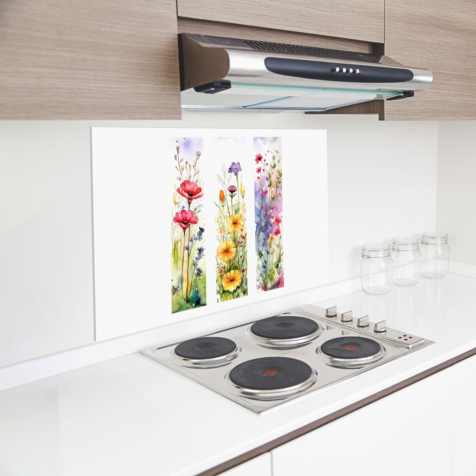 Konyhai üveg hátfal Spring Flowers Set mockup 8