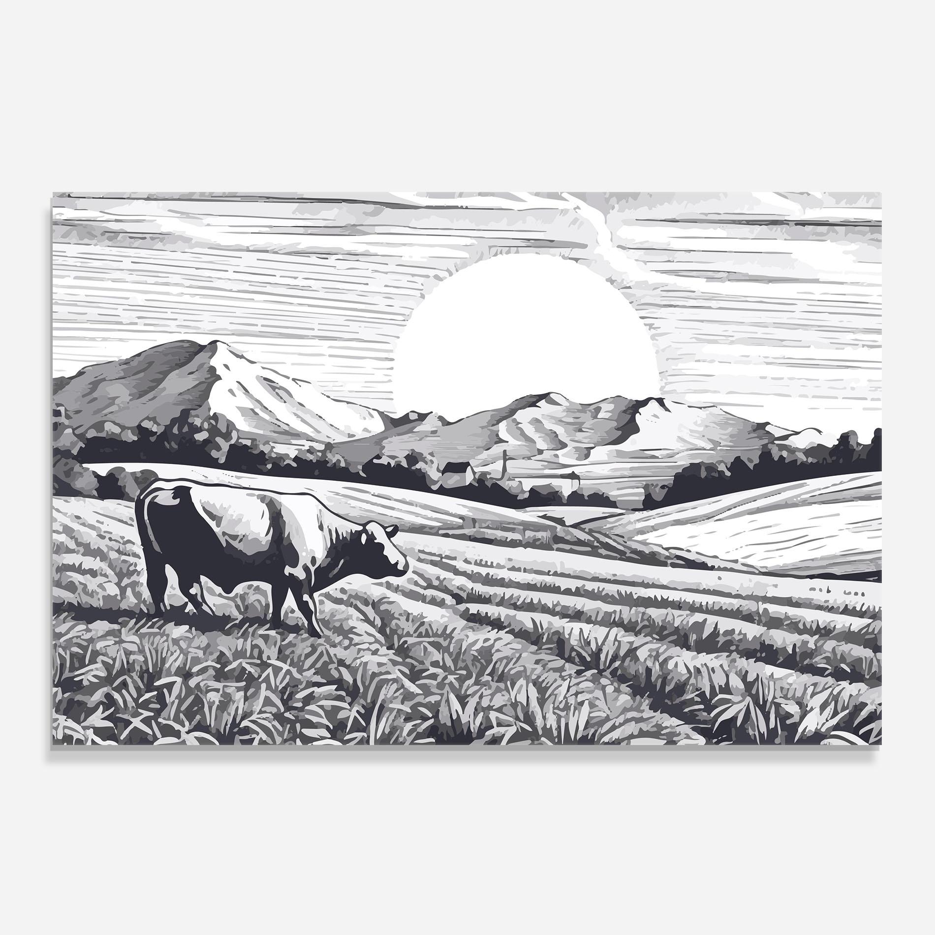 Konyhai üveg hátfal Cow Grey Ink mockup 0