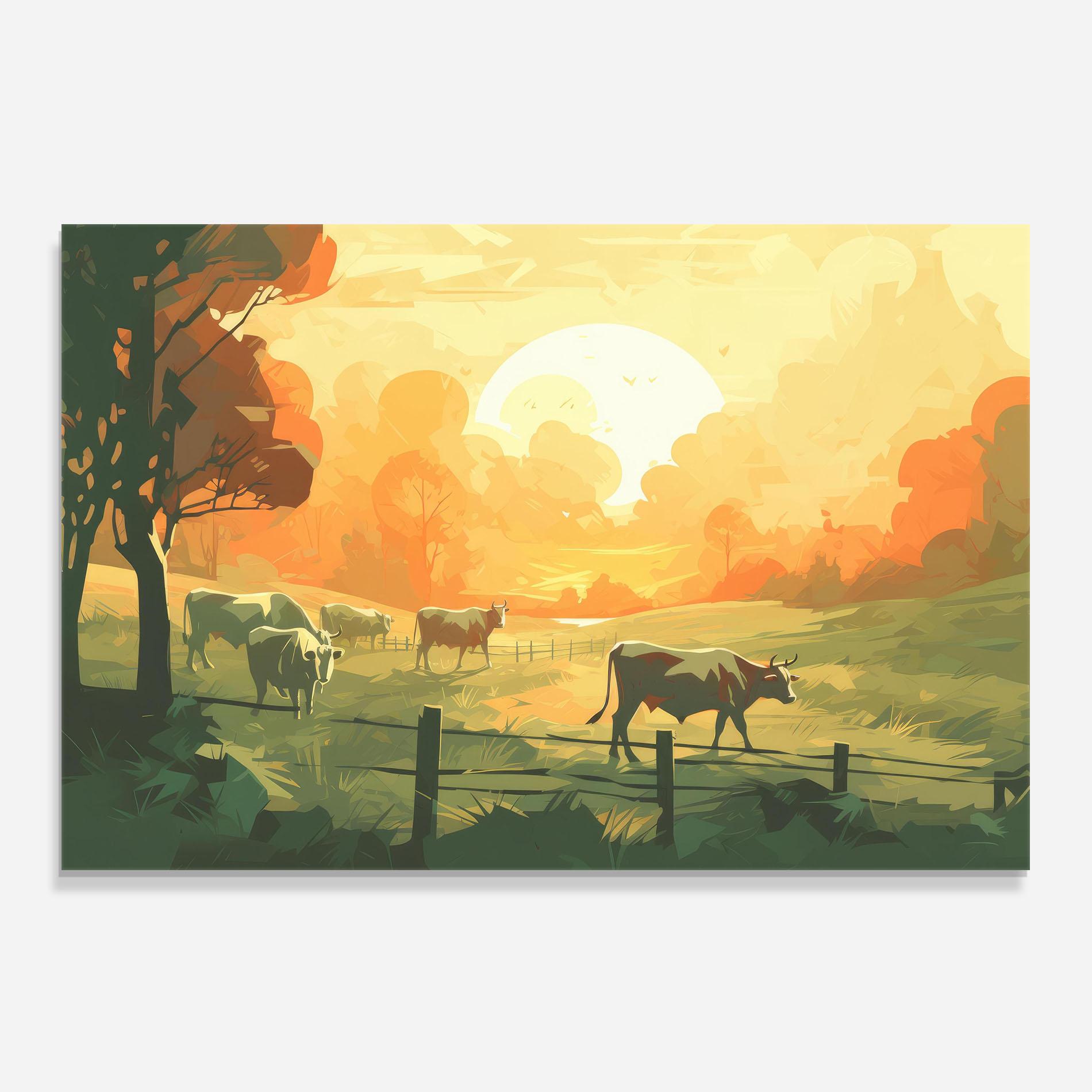 Konyhai üveg hátfal Cows Grazing mockup 0