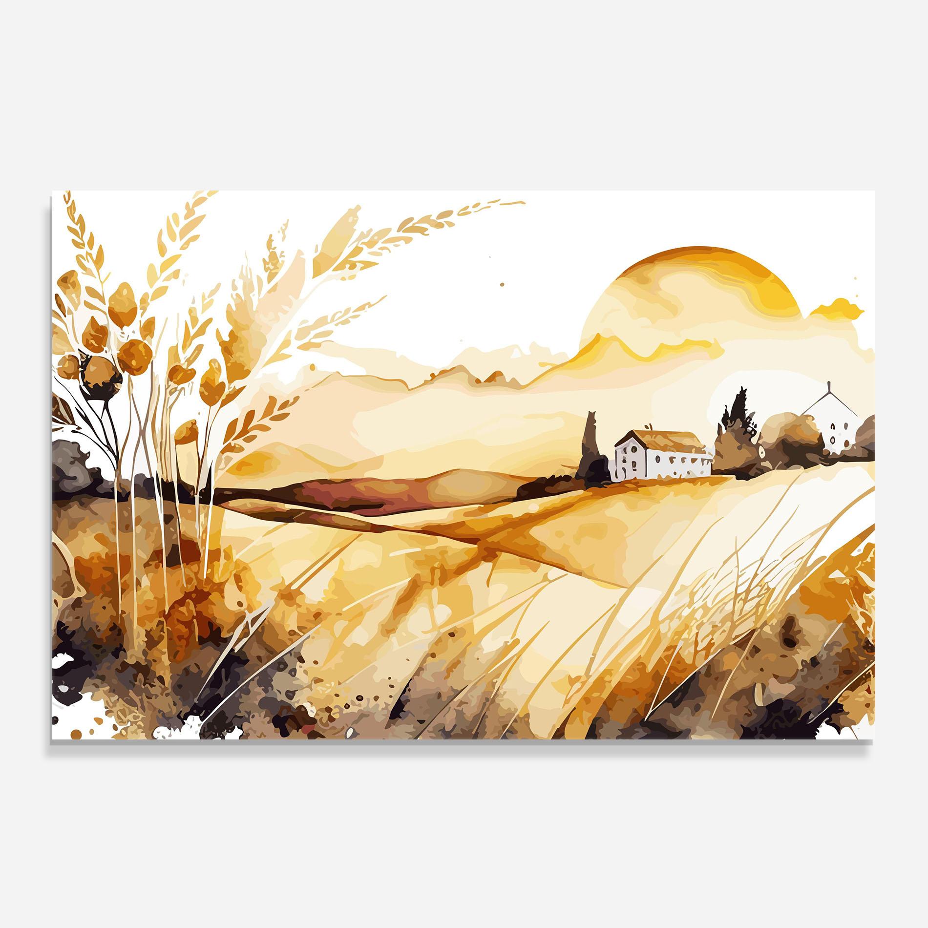 Konyhai üveg hátfal Crops Field mockup 0