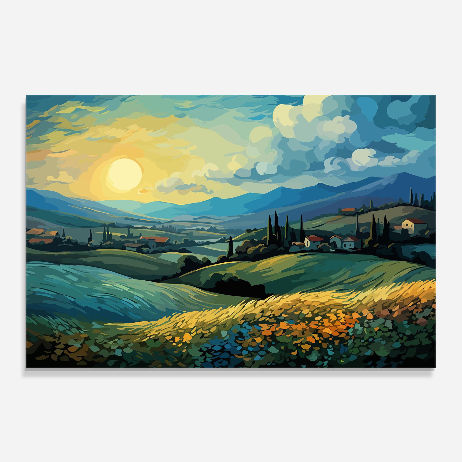 Konyhai üveg hátfal Fantasy Blue View mockup 0