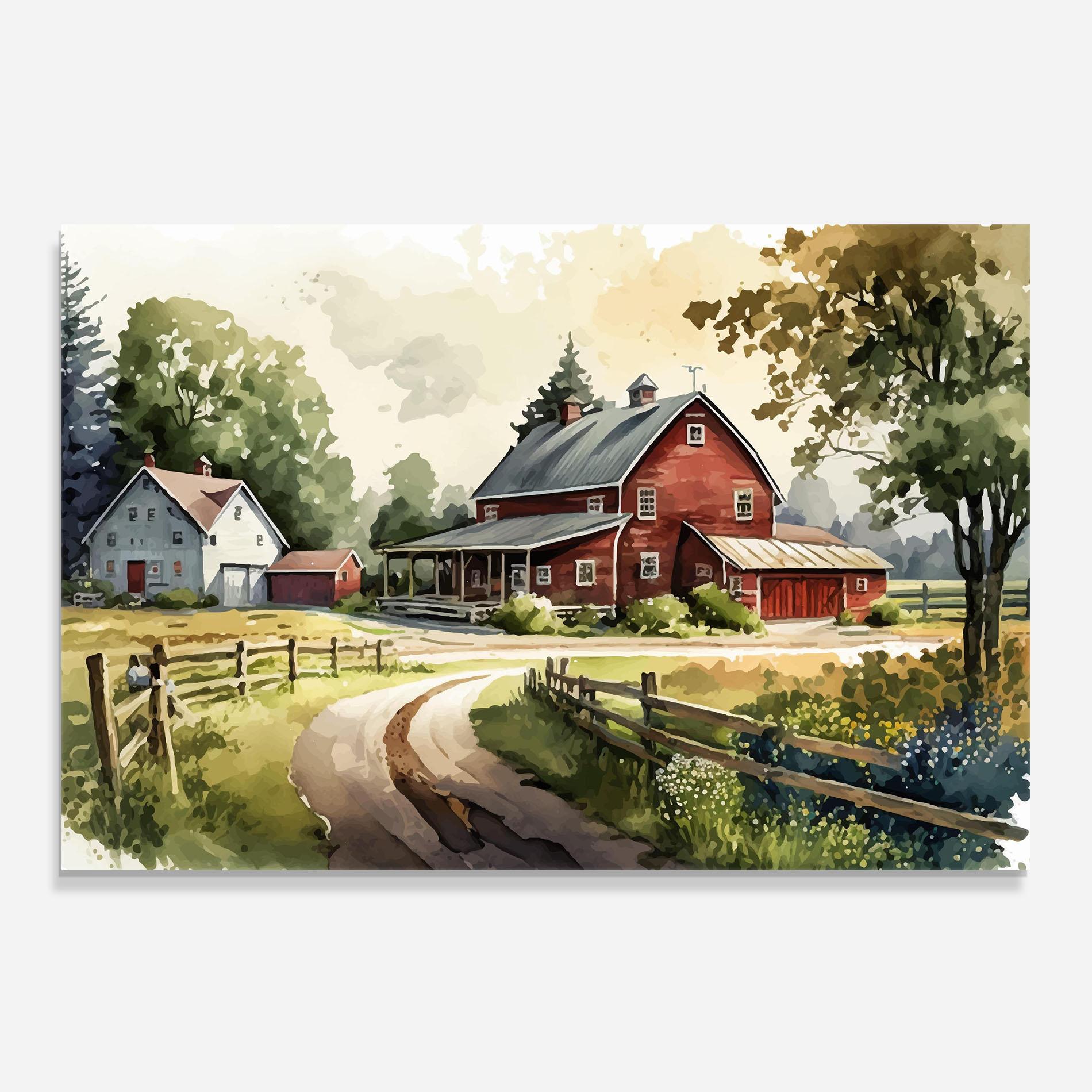 Konyhai üveg hátfal Farmhouse Painting mockup 0