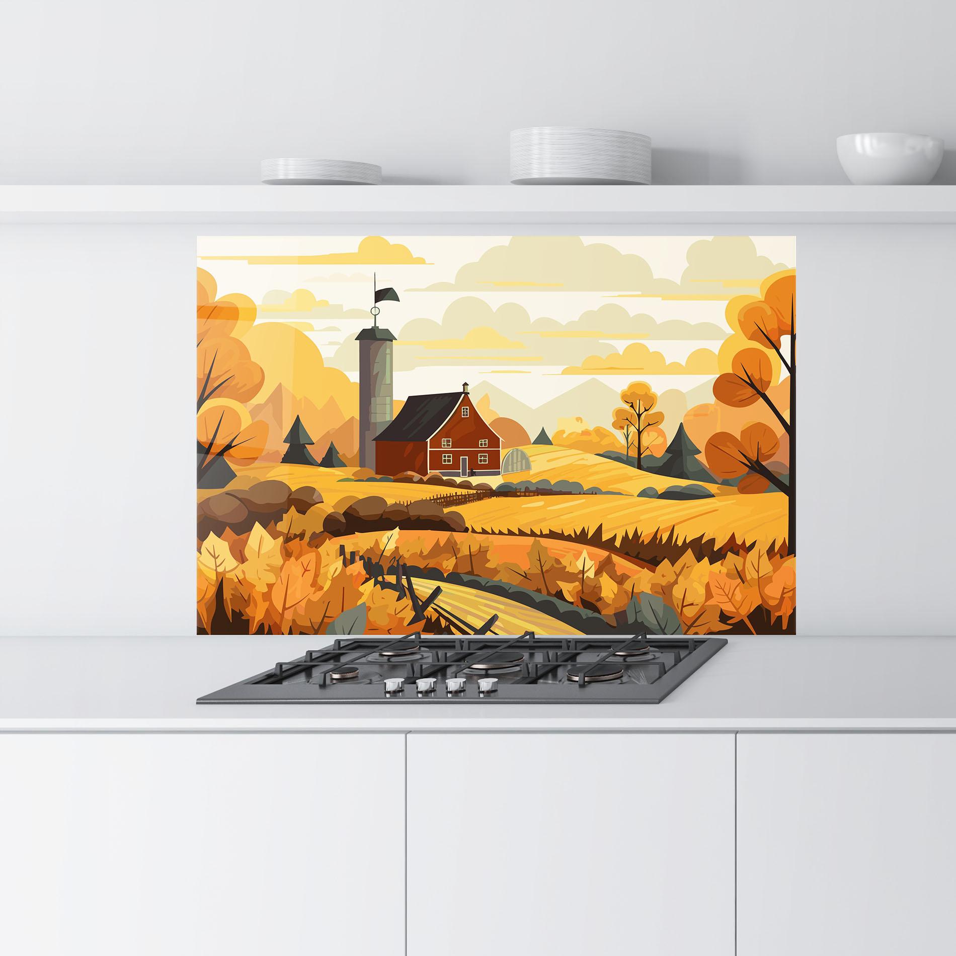 Konyhai üveg hátfal Countryside House mockup 9