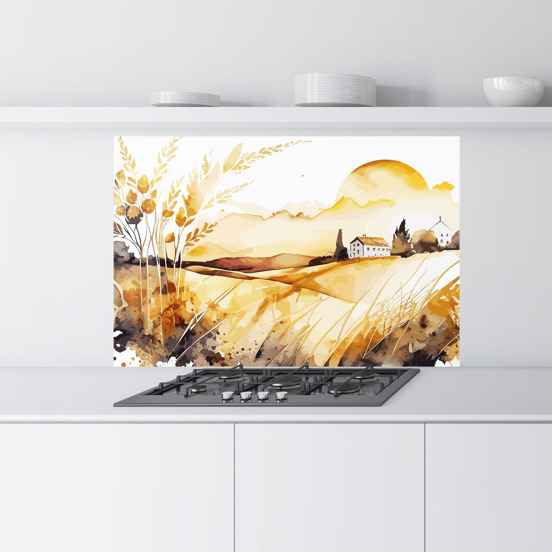 Konyhai üveg hátfal Crops Field mockup 9