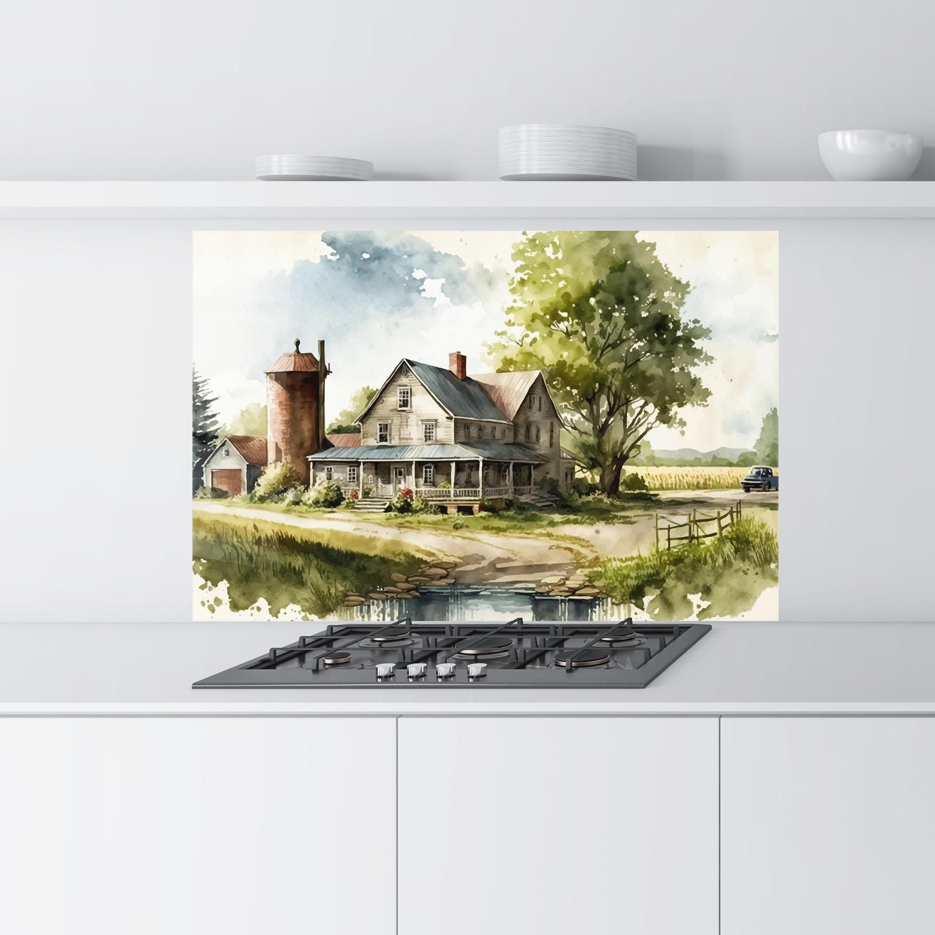 Konyhai üveg hátfal Farm Blue Car mockup 9