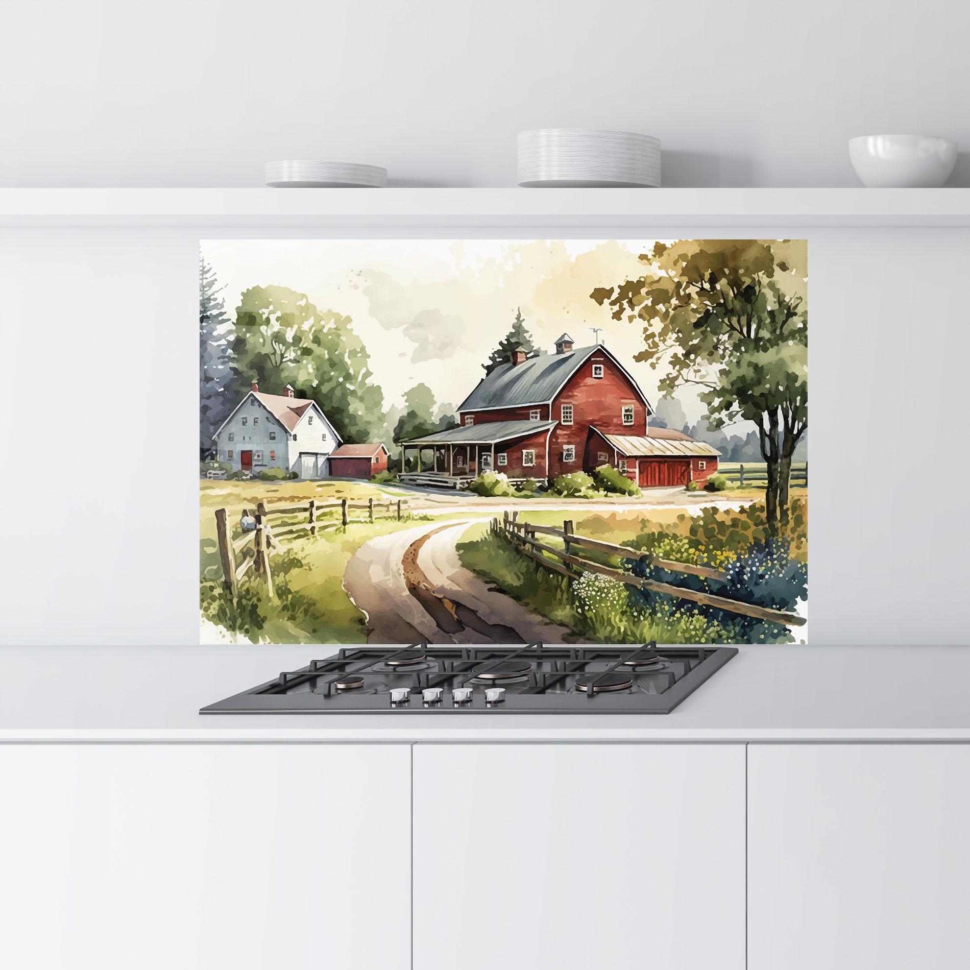 Konyhai üveg hátfal Farmhouse Painting mockup 9