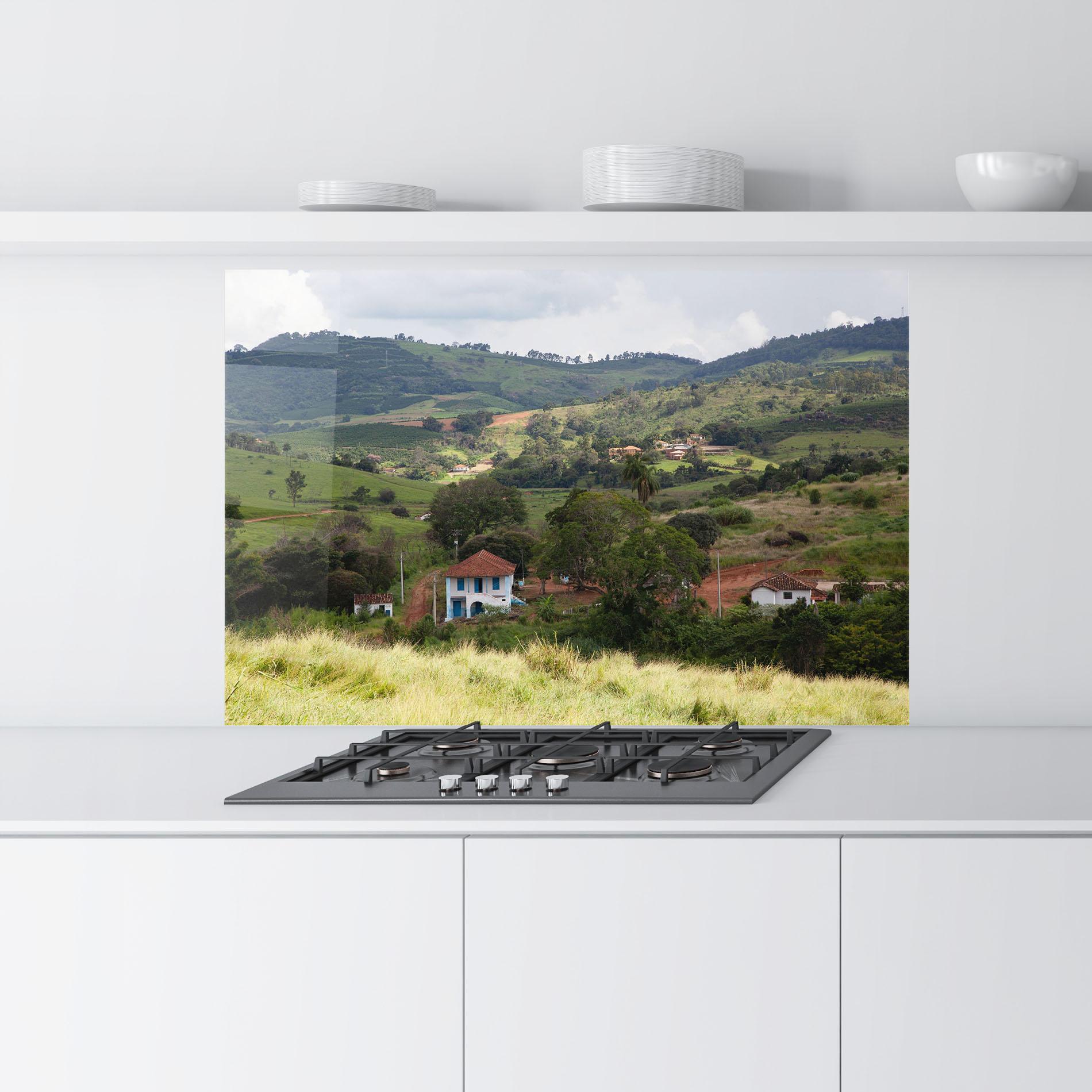 Konyhai üveg hátfal Green Countryside mockup 9