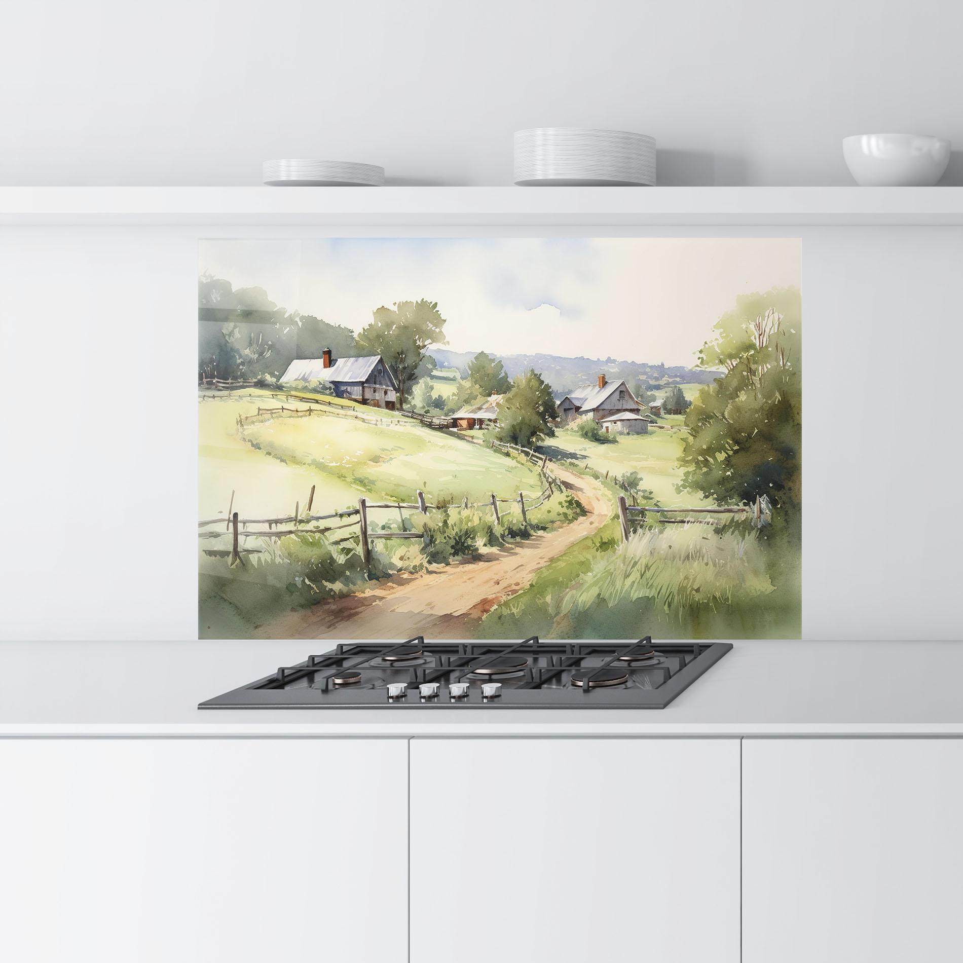 Konyhai üveg hátfal Rural Farm mockup 9