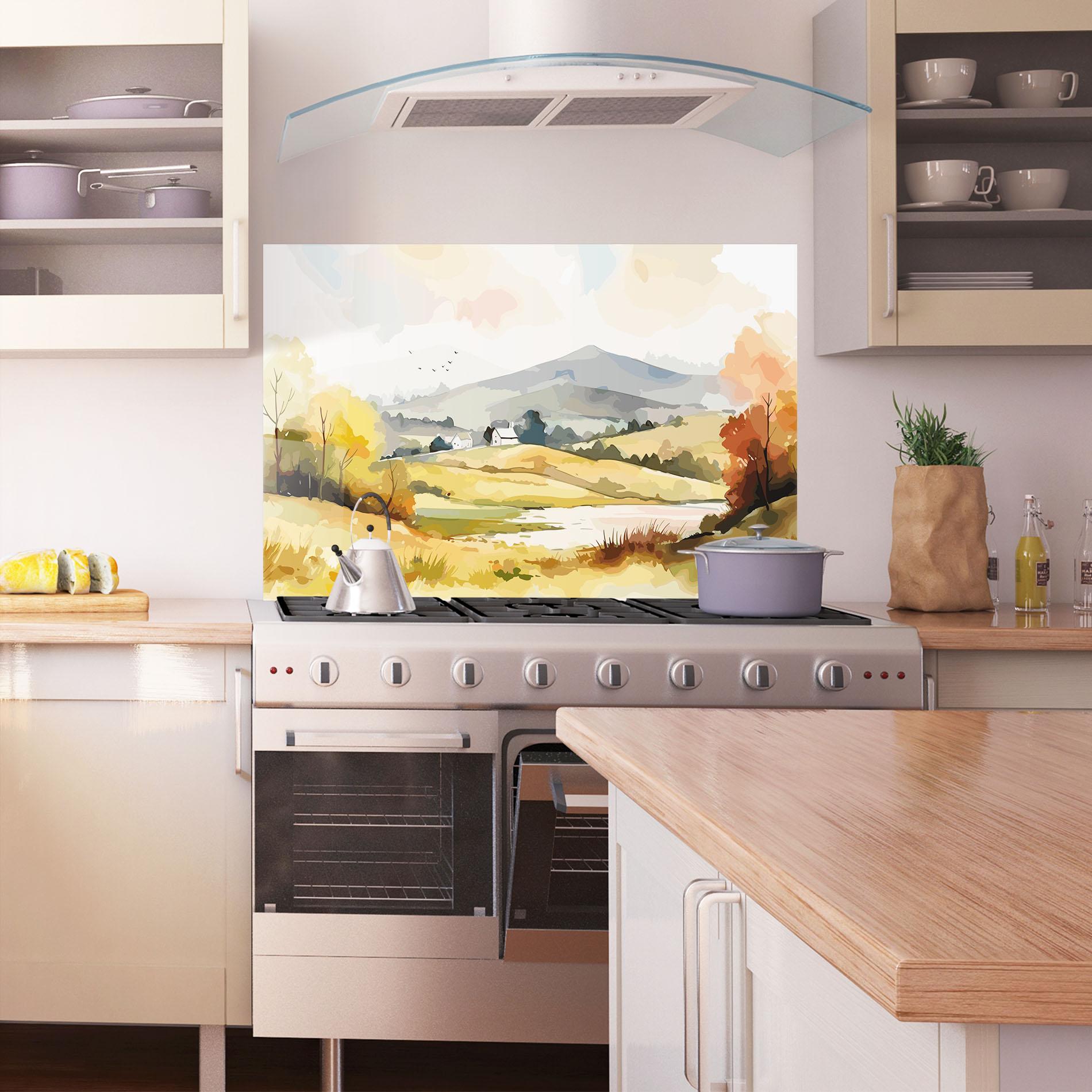 Konyhai üveg hátfal Countryside View mockup 1