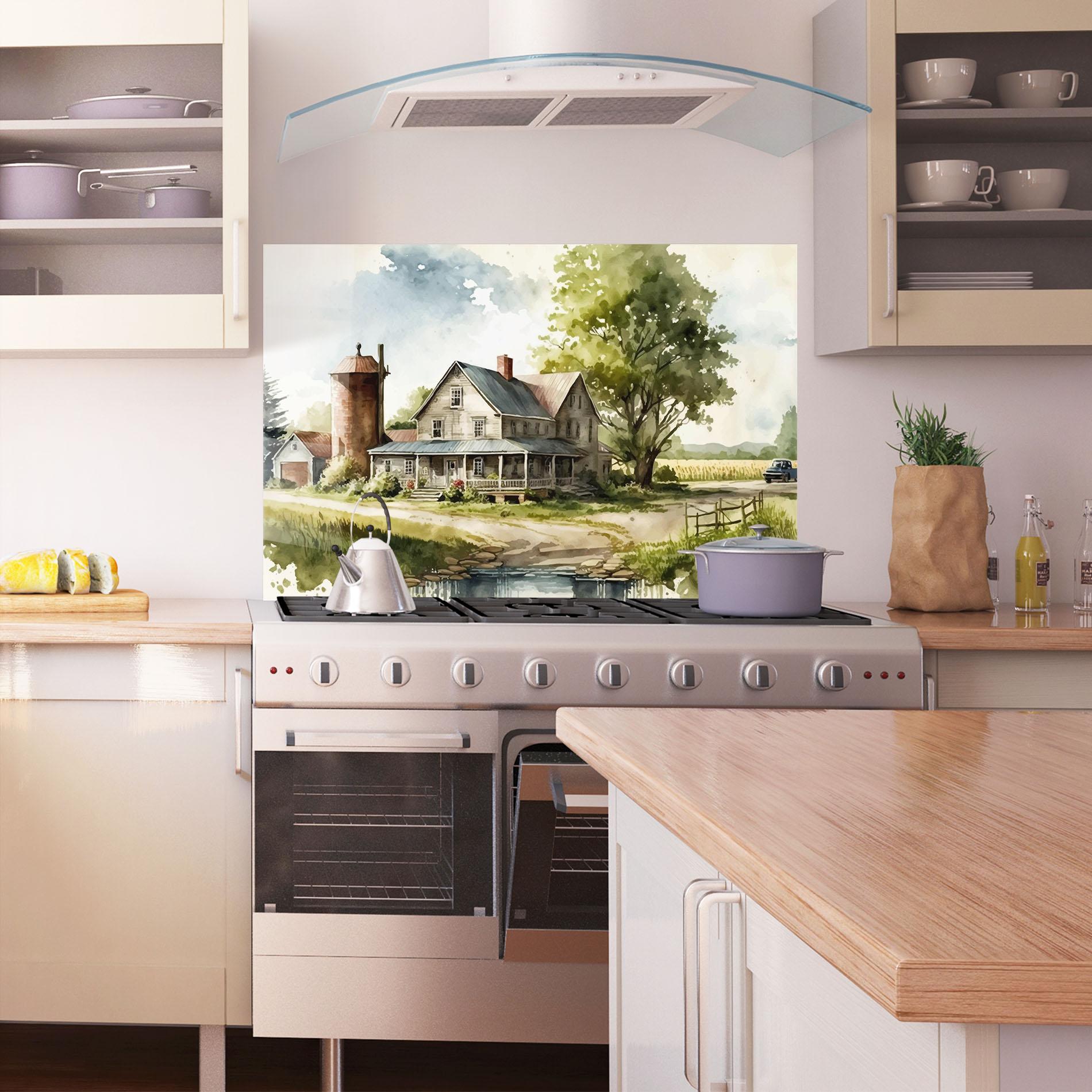 Konyhai üveg hátfal Farm Blue Car mockup 1