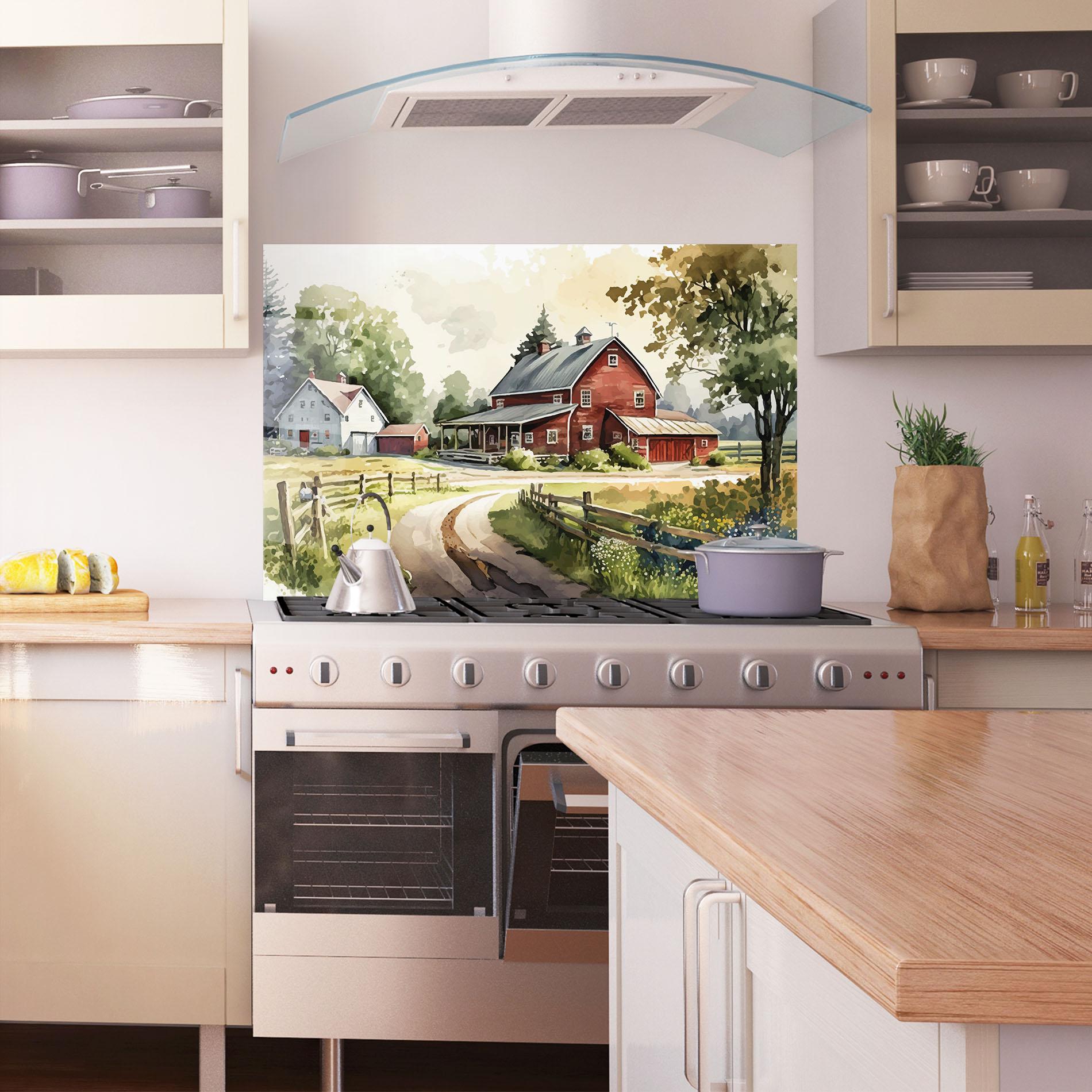 Konyhai üveg hátfal Farmhouse Painting mockup 1