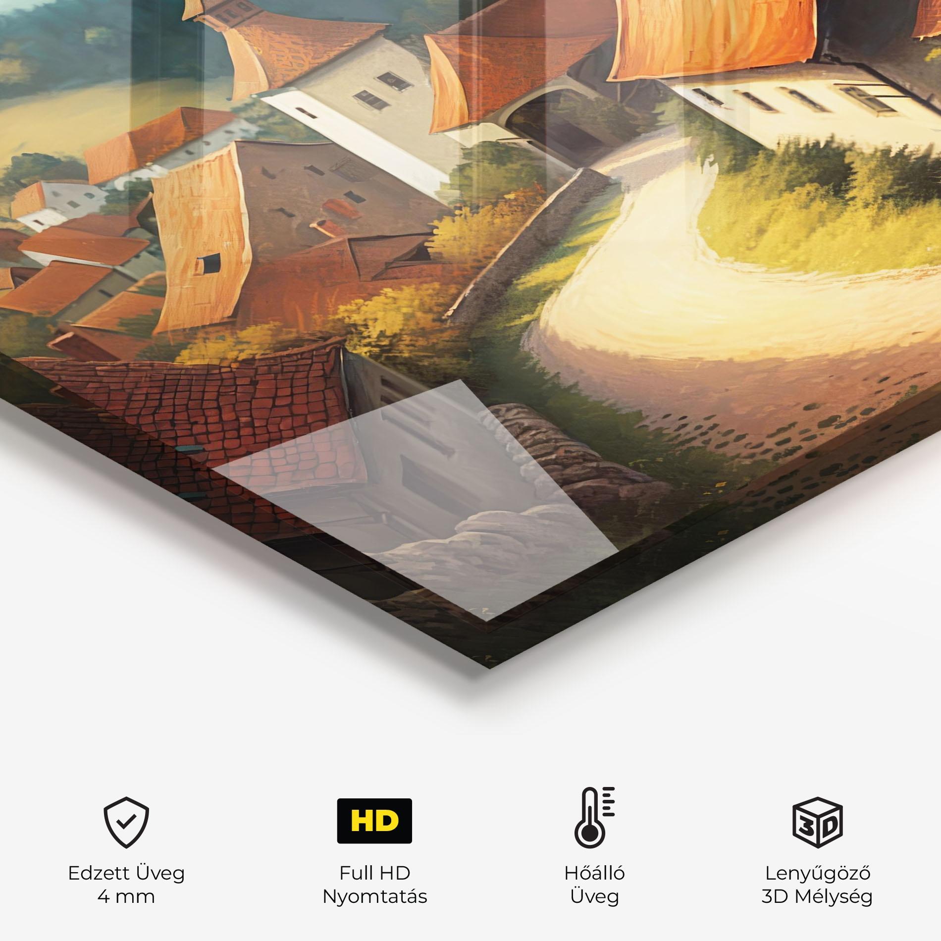 Konyhai üveg hátfal Countryside Village mockup 2