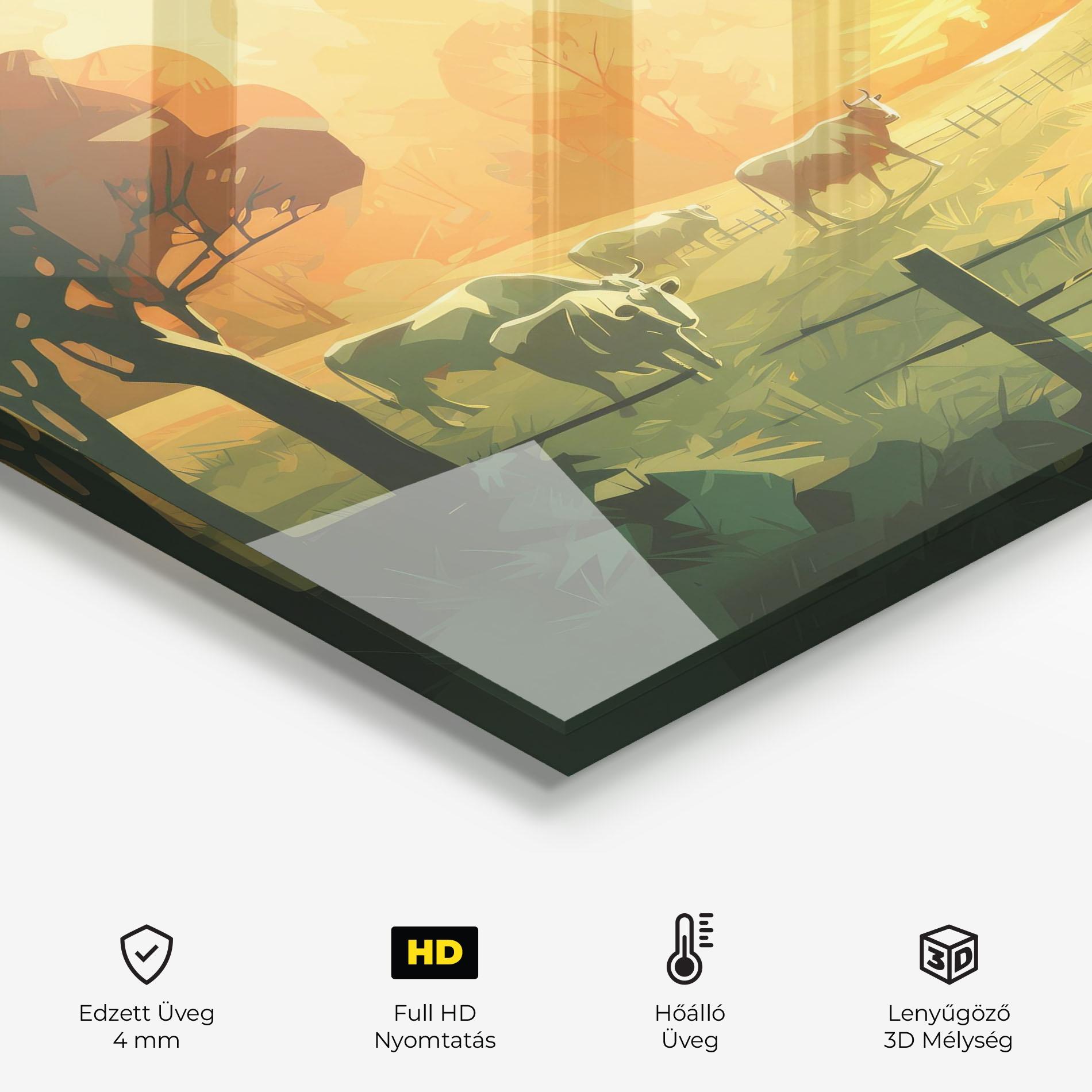 Konyhai üveg hátfal Cows Grazing mockup 2