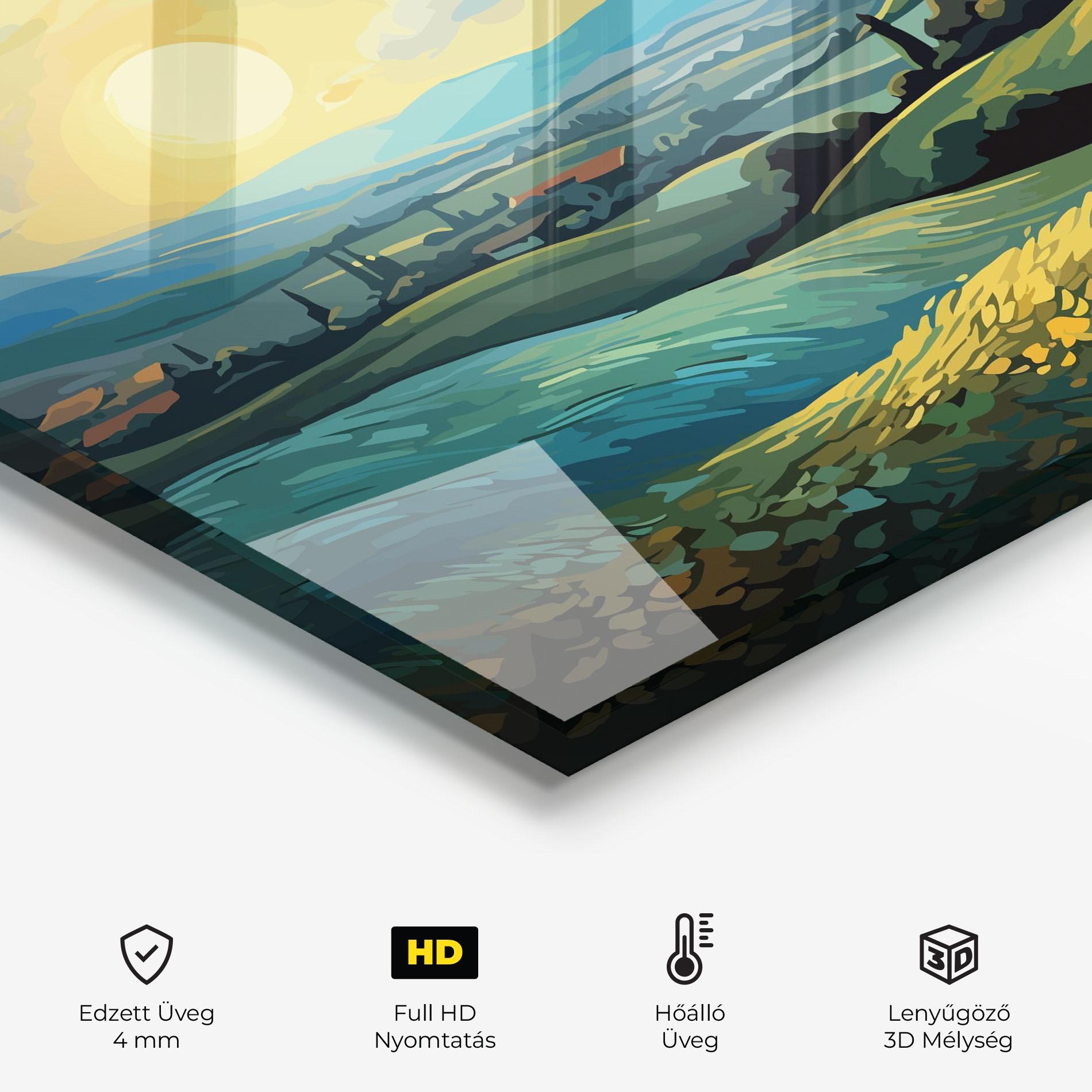 Konyhai üveg hátfal Fantasy Blue View mockup 2