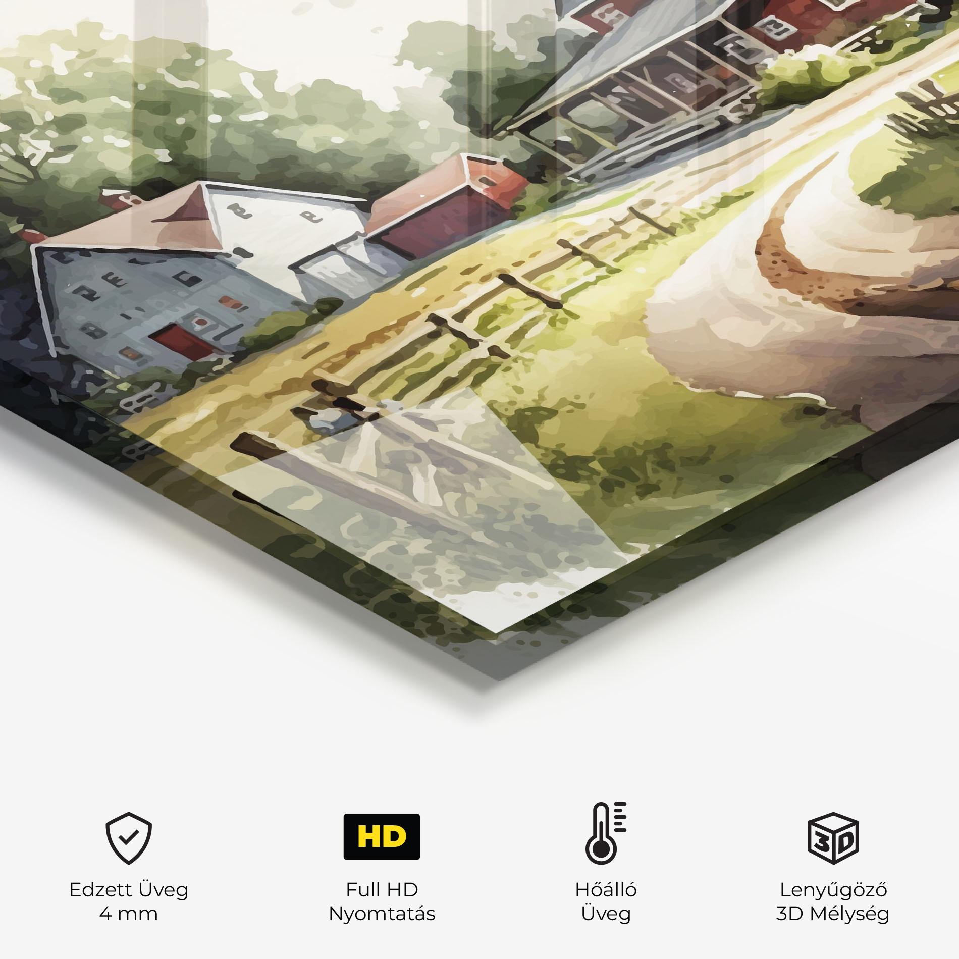 Konyhai üveg hátfal Farmhouse Painting mockup 2