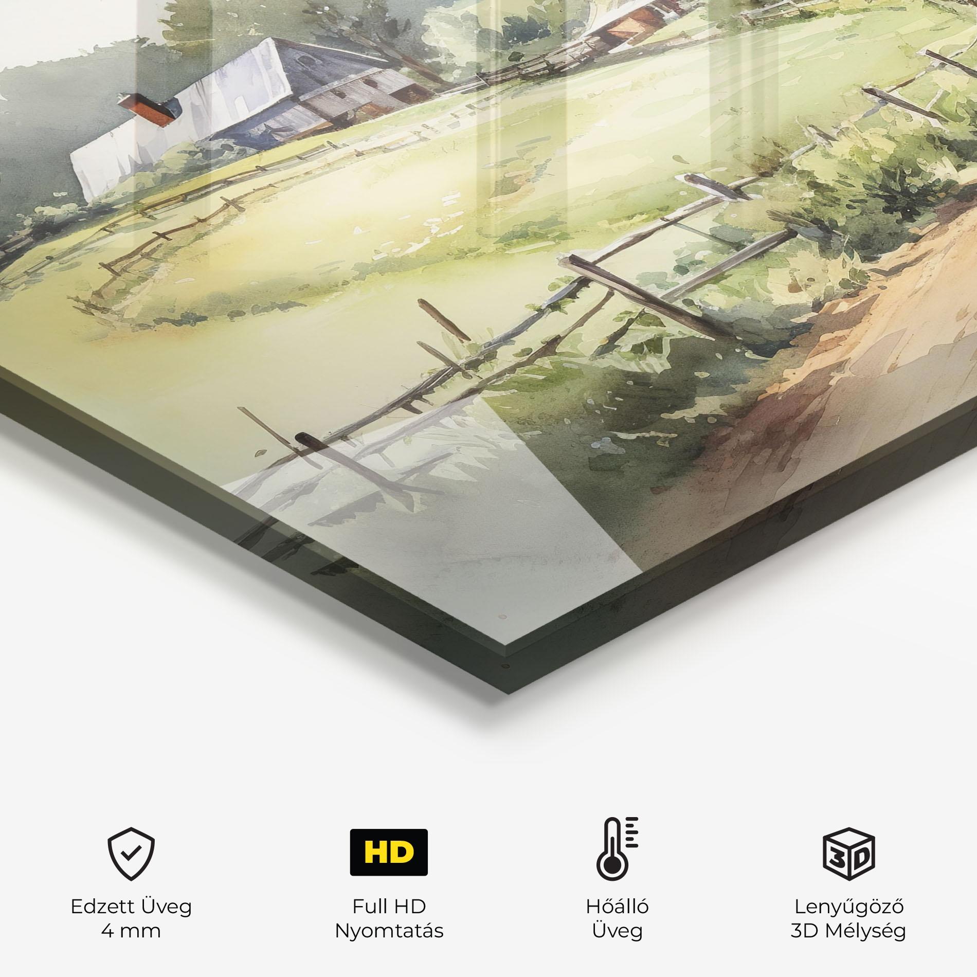 Konyhai üveg hátfal Rural Farm mockup 2