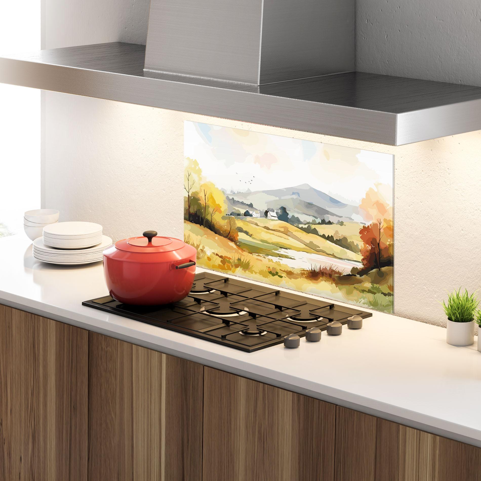 Konyhai üveg hátfal Countryside View mockup 4
