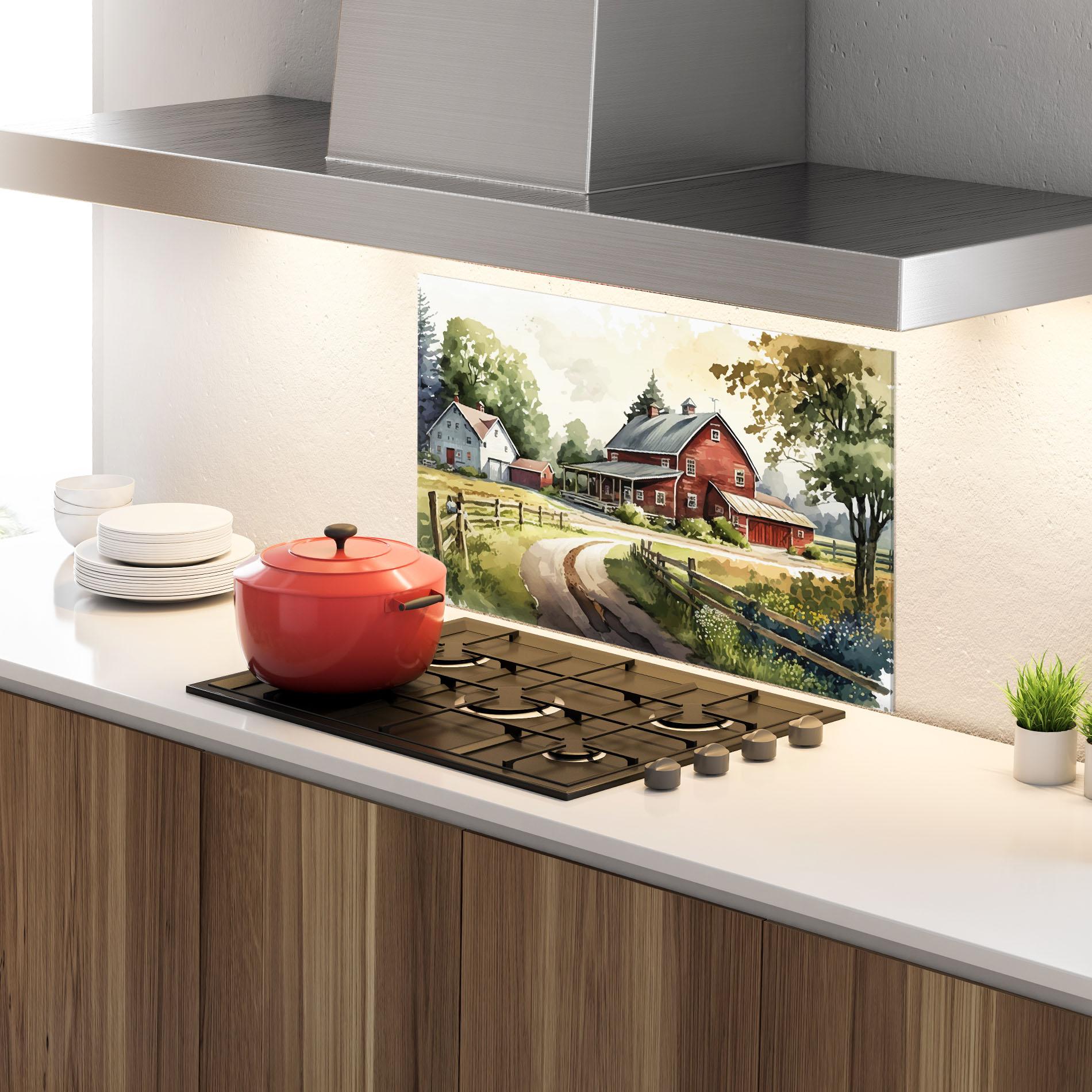 Konyhai üveg hátfal Farmhouse Painting mockup 4