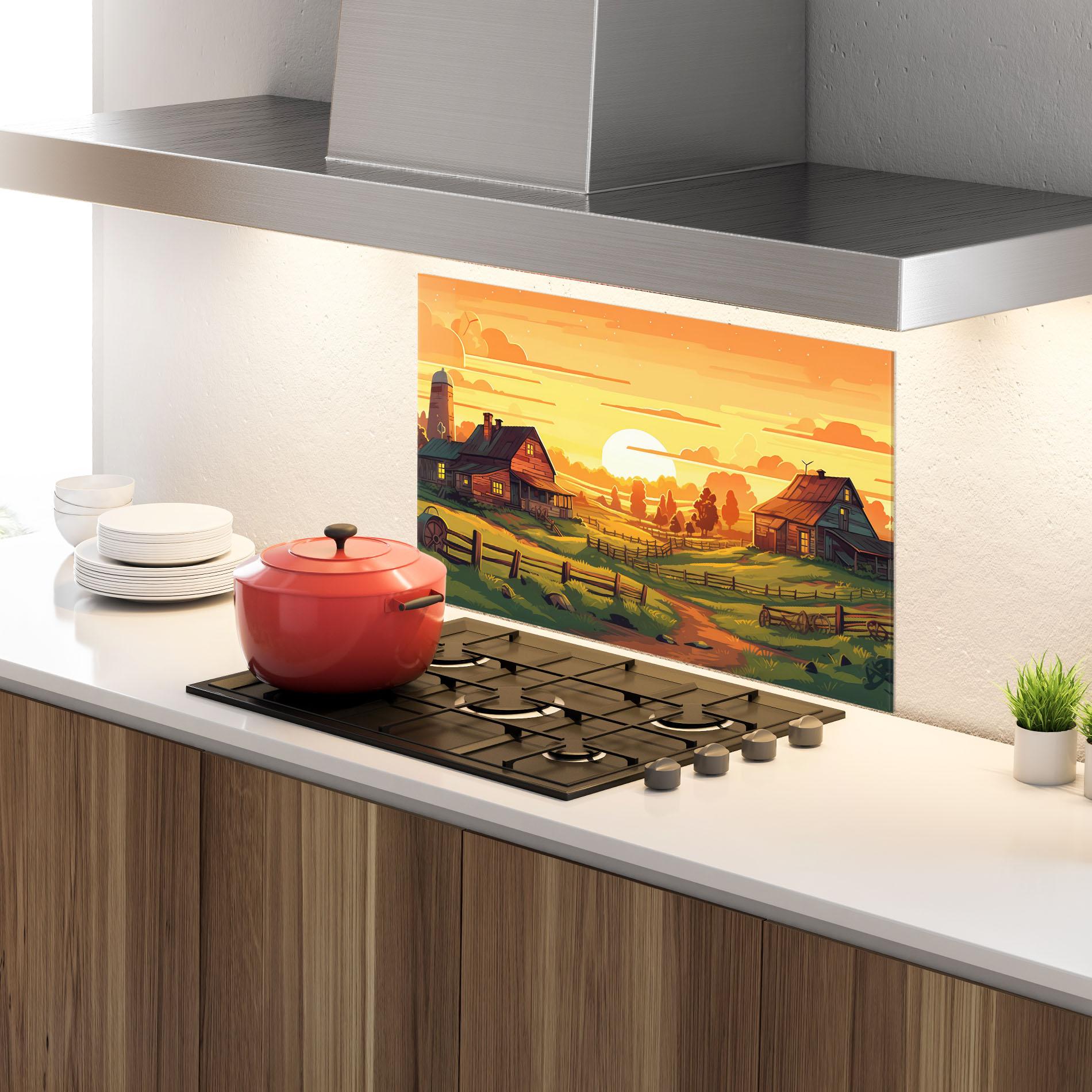 Konyhai üveg hátfal Farmhouse Sunlight mockup 4