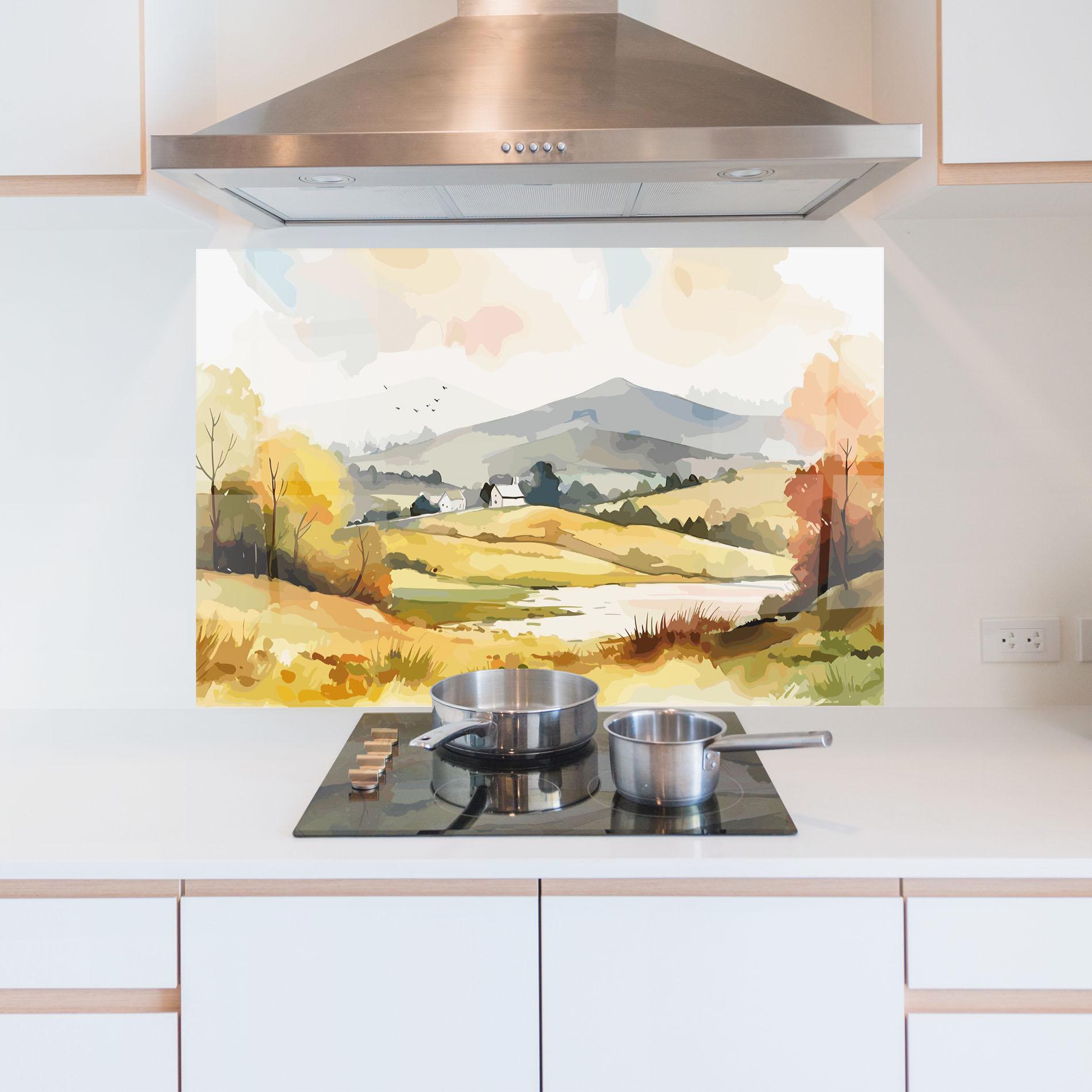 Konyhai üveg hátfal Countryside View mockup 5