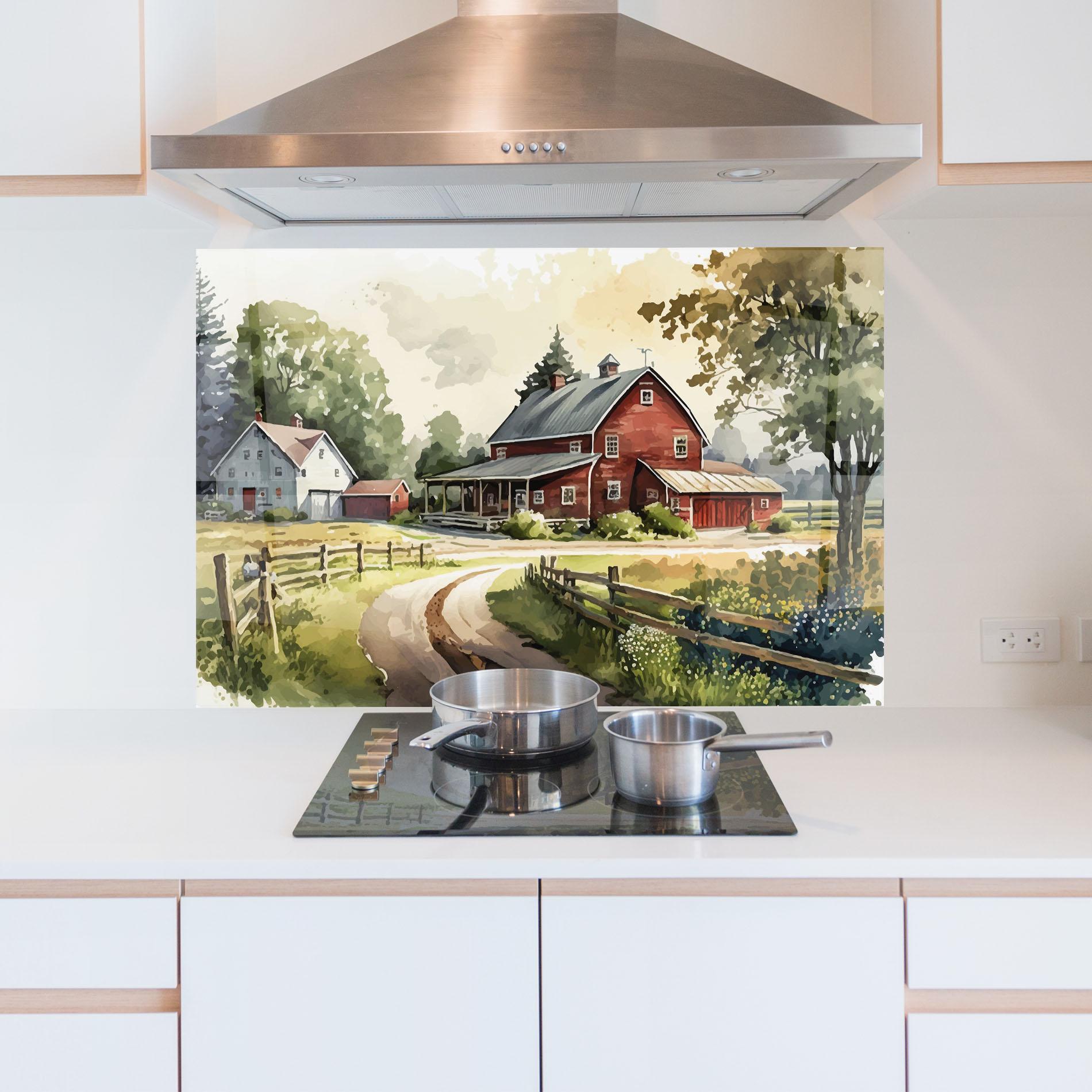 Konyhai üveg hátfal Farmhouse Painting mockup 5