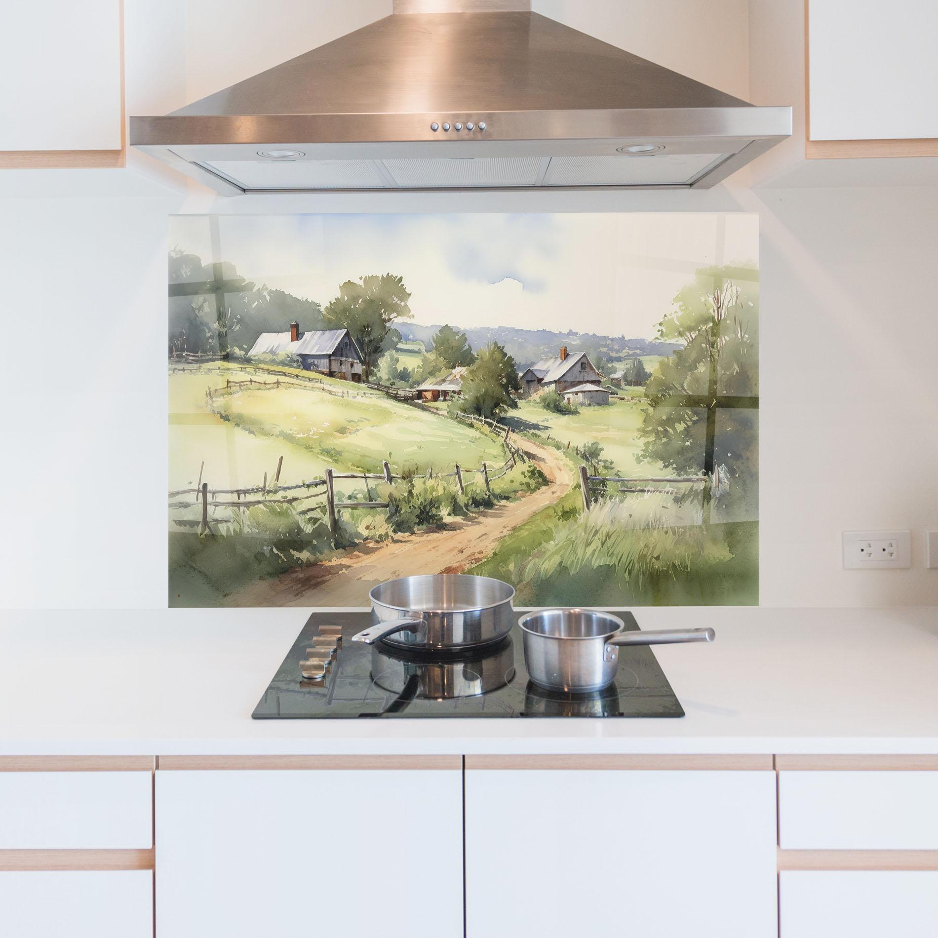 Konyhai üveg hátfal Rural Farm mockup 5