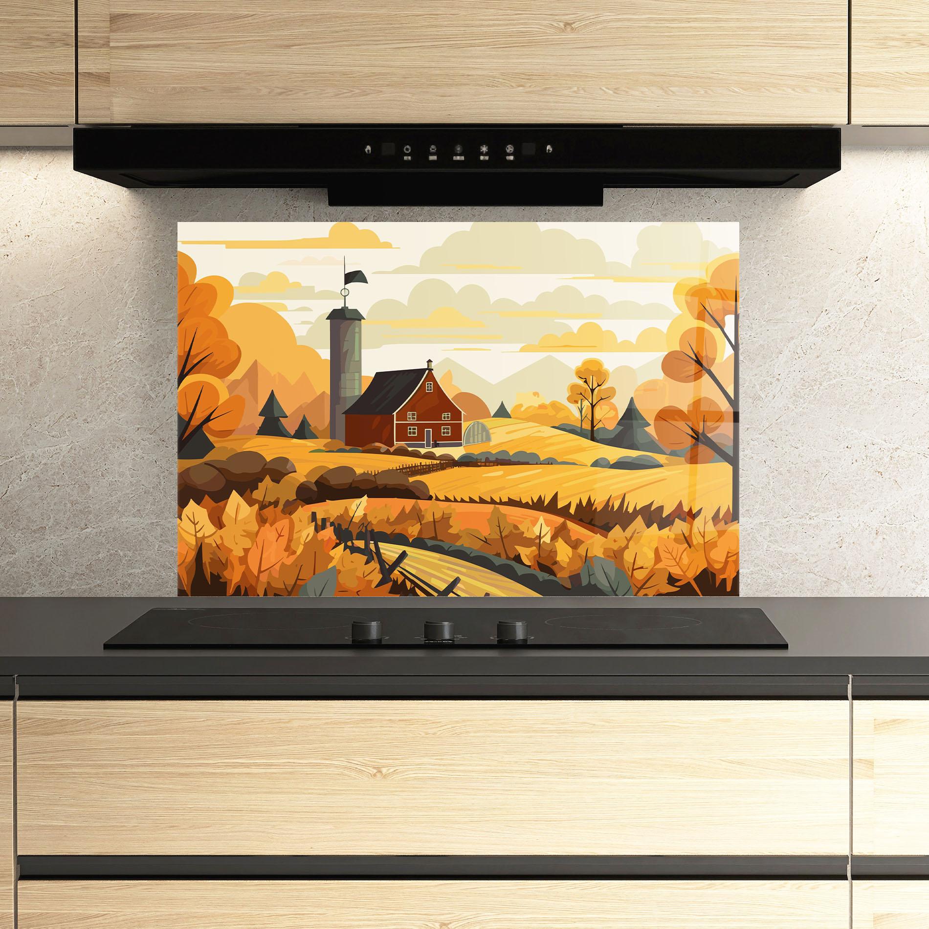 Konyhai üveg hátfal Countryside House mockup 3