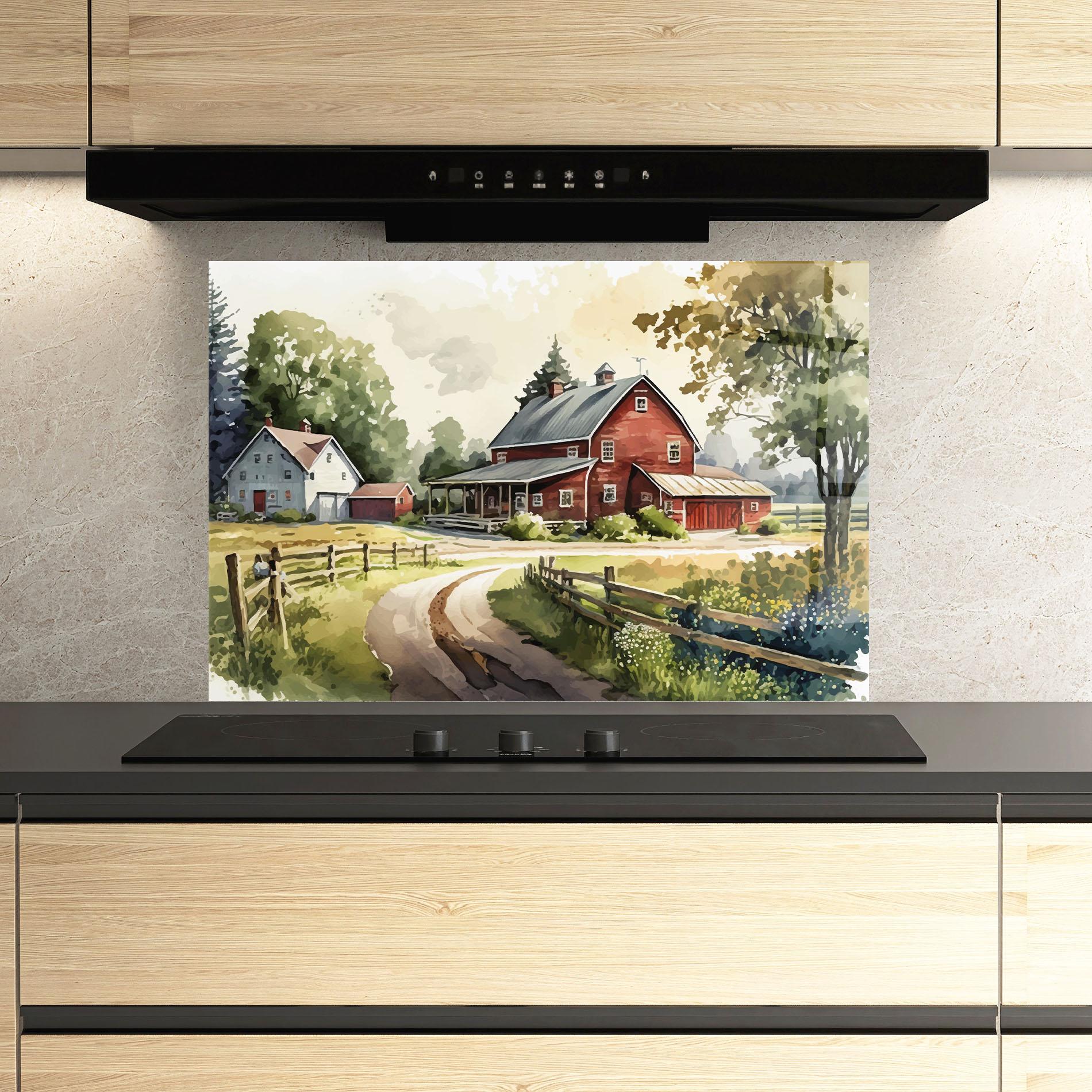Konyhai üveg hátfal Farmhouse Painting mockup 3