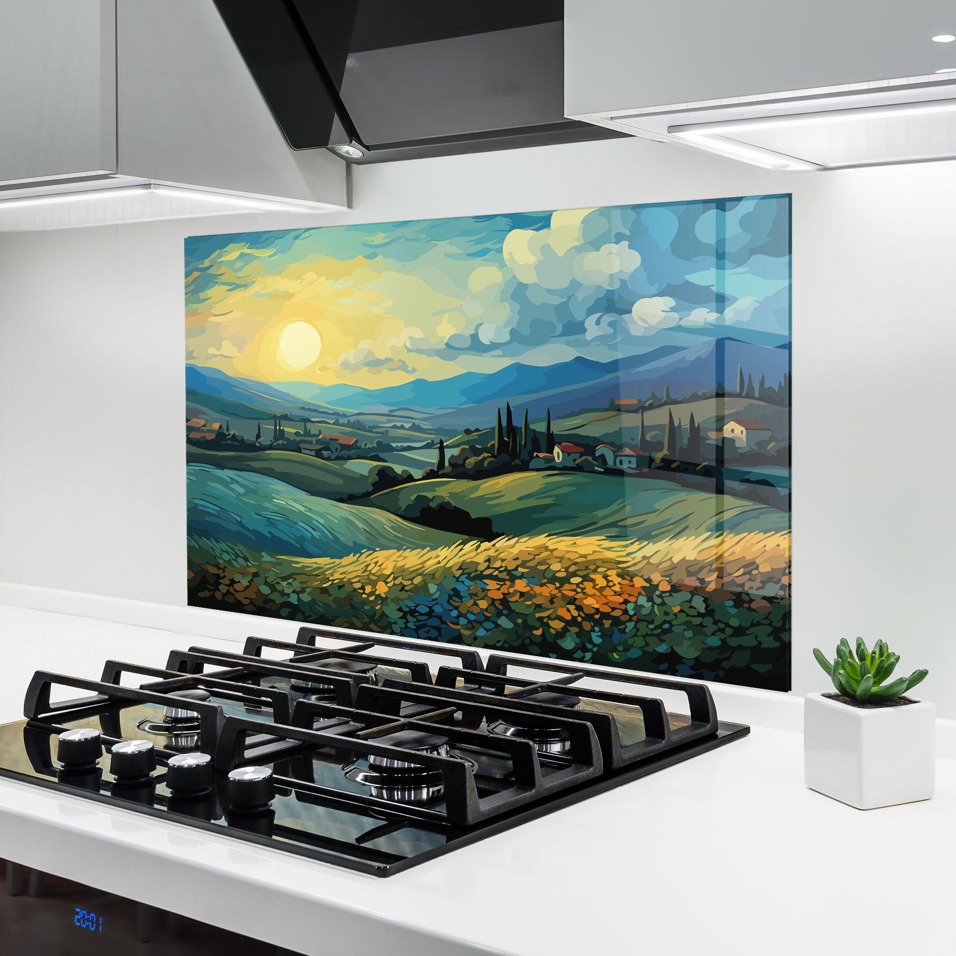 Konyhai üveg hátfal Fantasy Blue View mockup 6