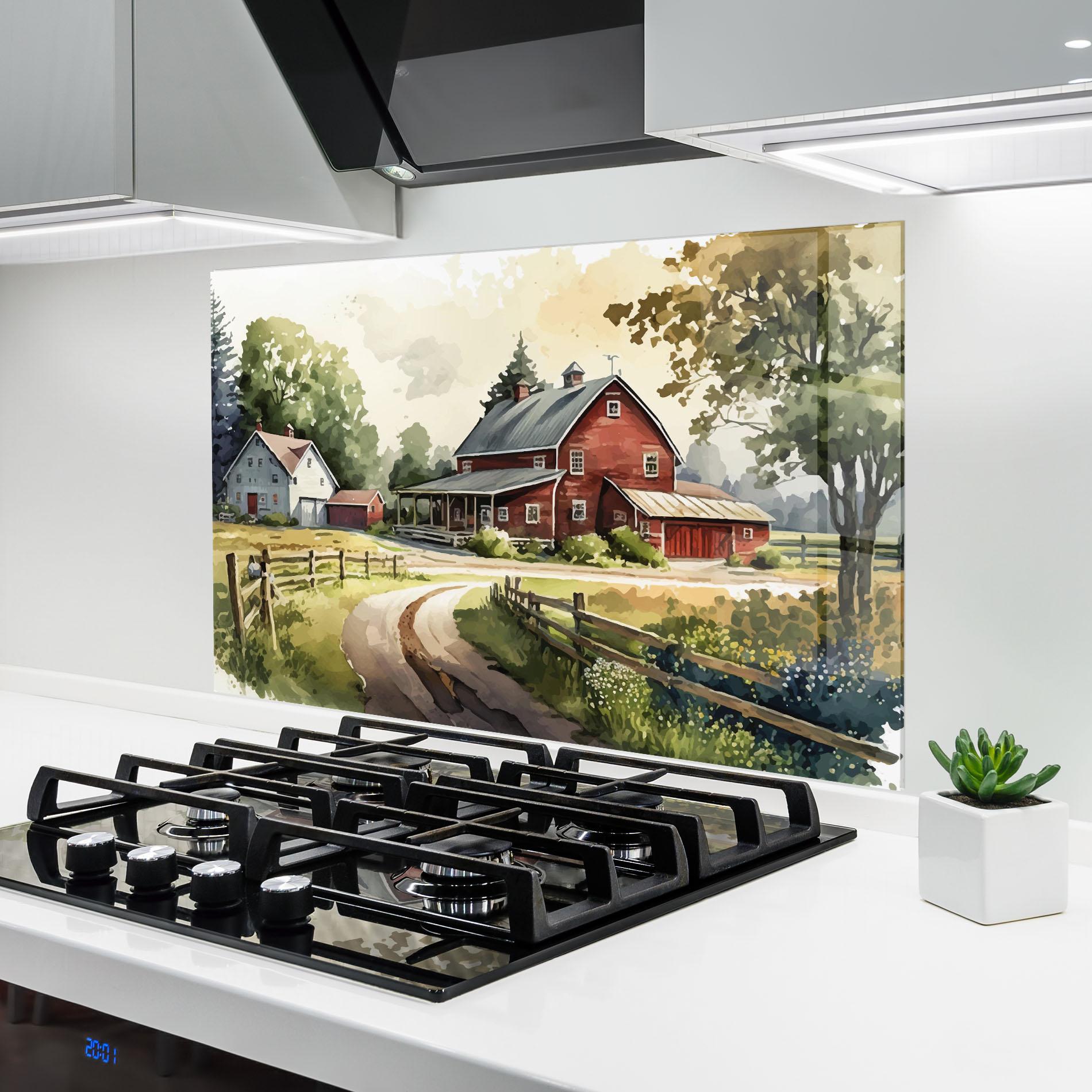 Konyhai üveg hátfal Farmhouse Painting mockup 6
