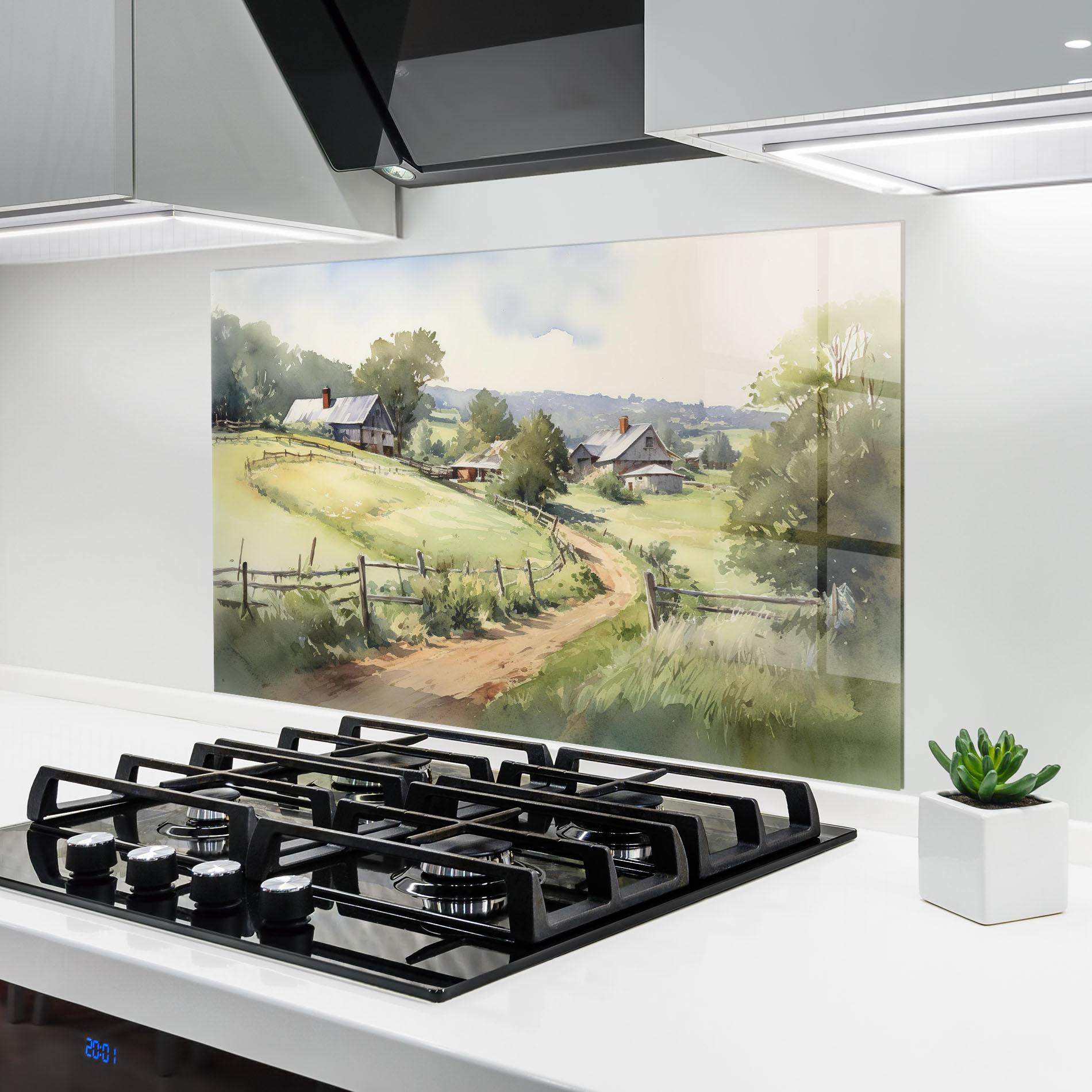 Konyhai üveg hátfal Rural Farm mockup 6
