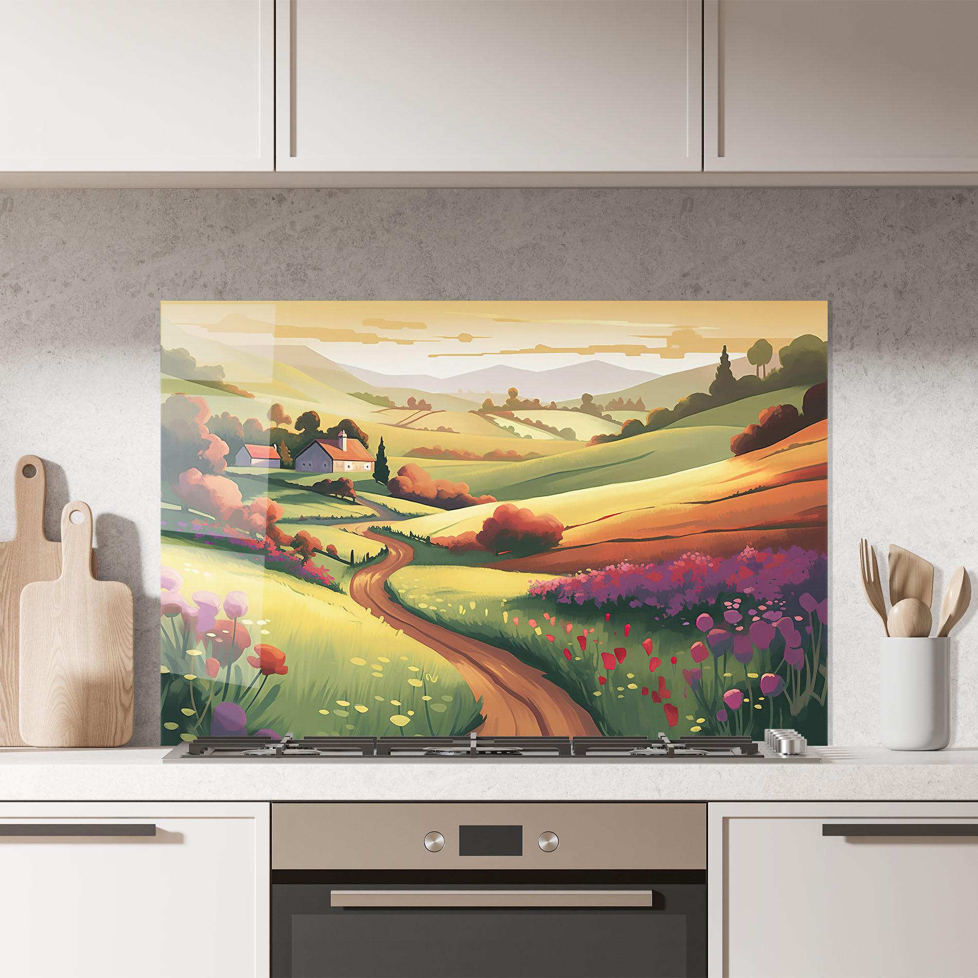 Konyhai üveg hátfal Countryside Charm mockup 7