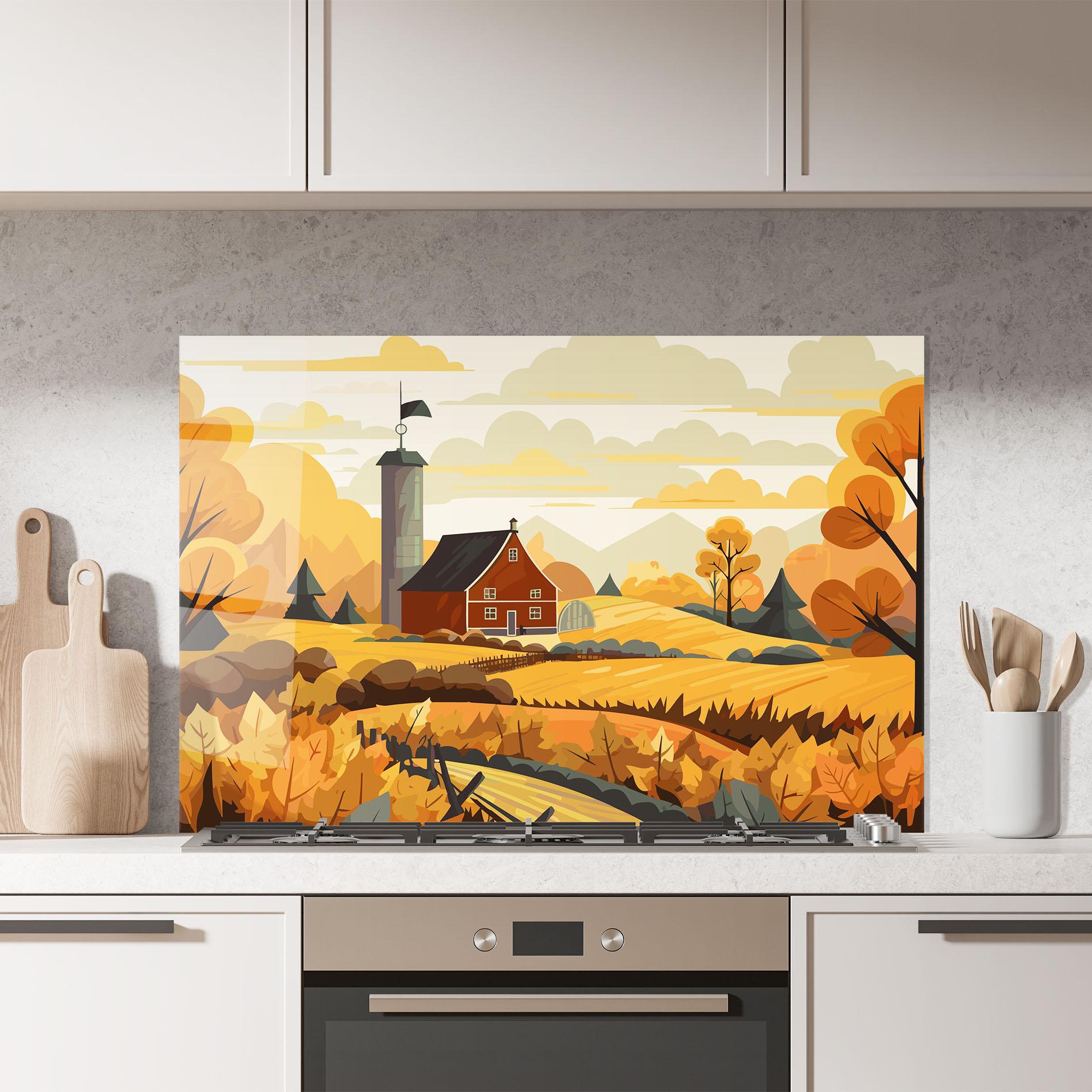 Konyhai üveg hátfal Countryside House mockup 7