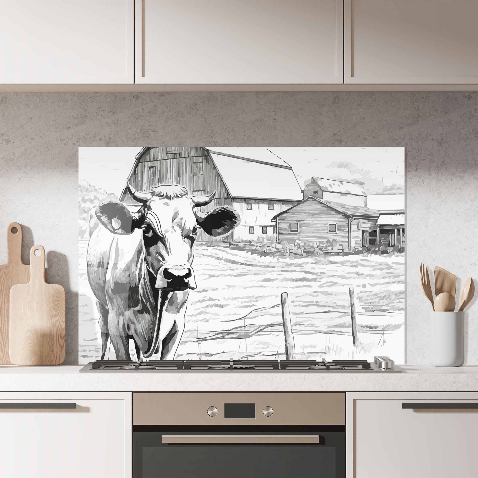 Konyhai üveg hátfal Farm Cow mockup 7