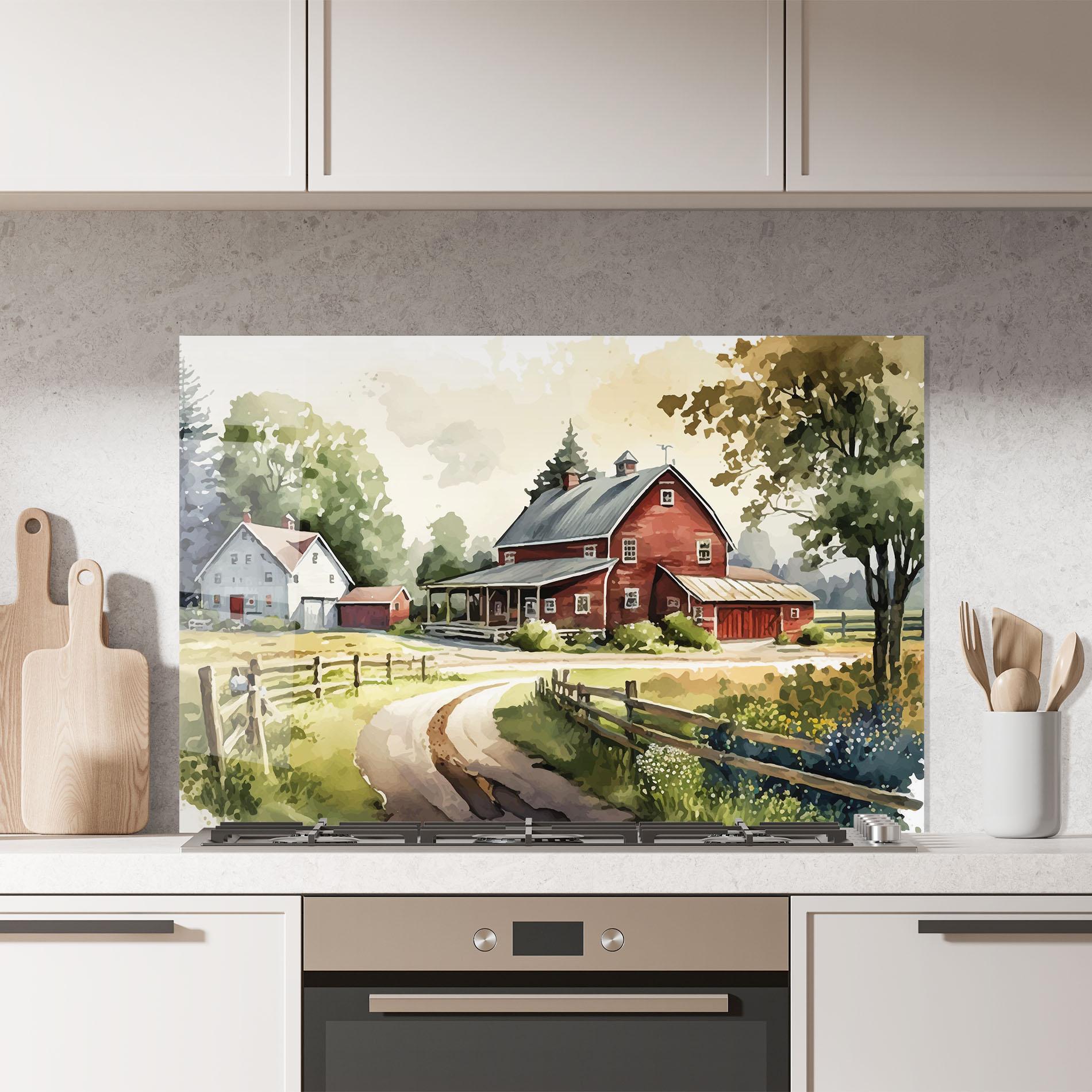 Konyhai üveg hátfal Farmhouse Painting mockup 7