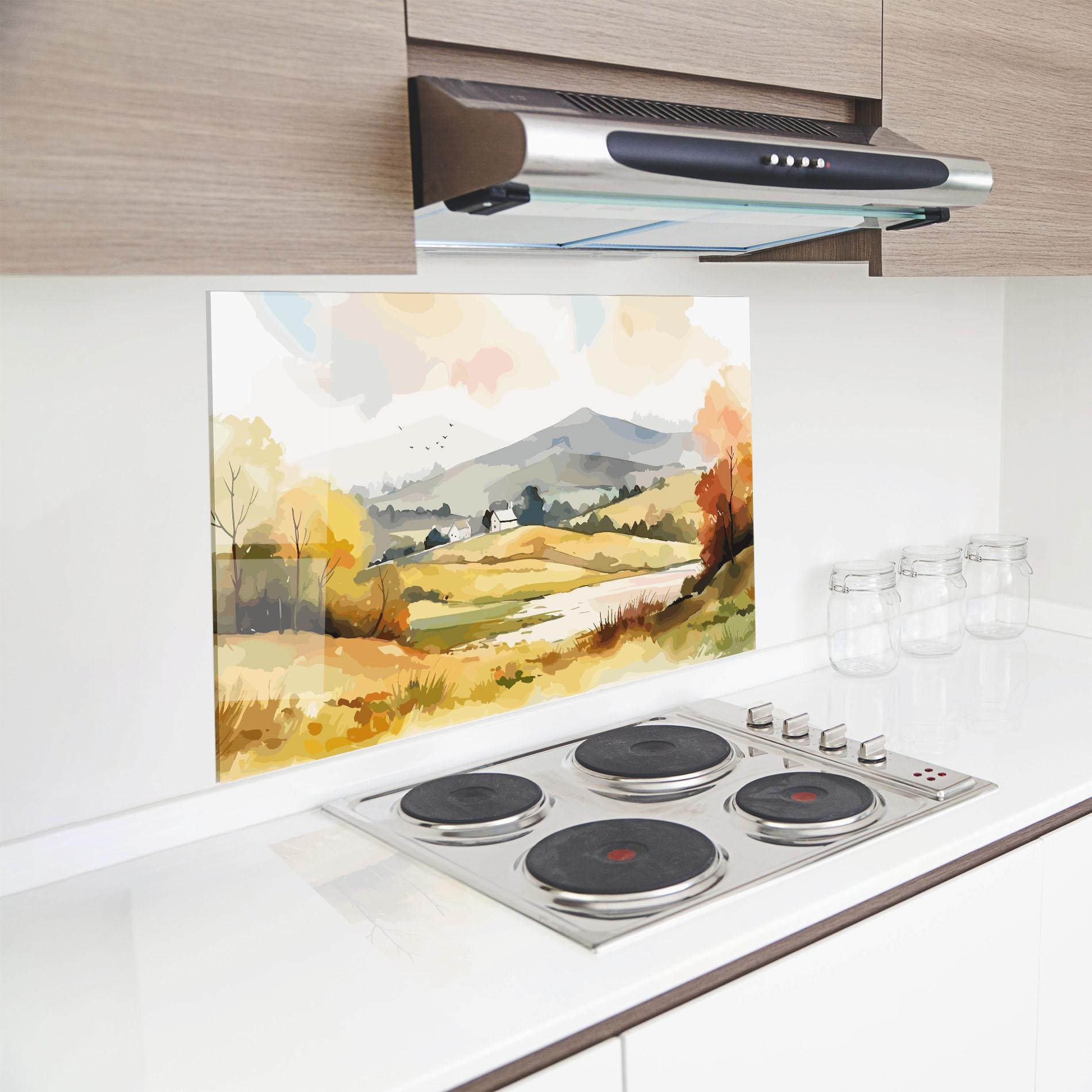 Konyhai üveg hátfal Countryside View mockup 8