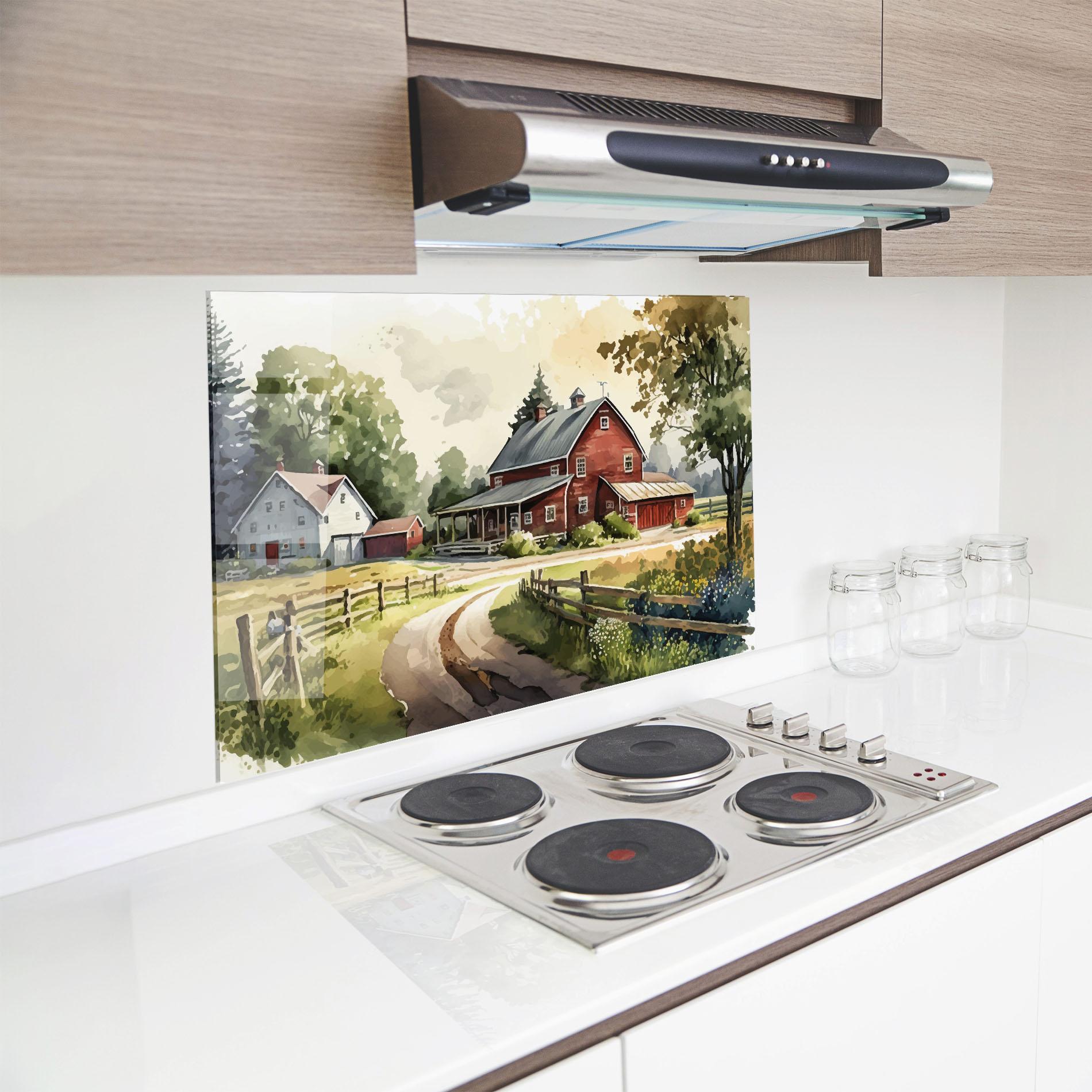 Konyhai üveg hátfal Farmhouse Painting mockup 8