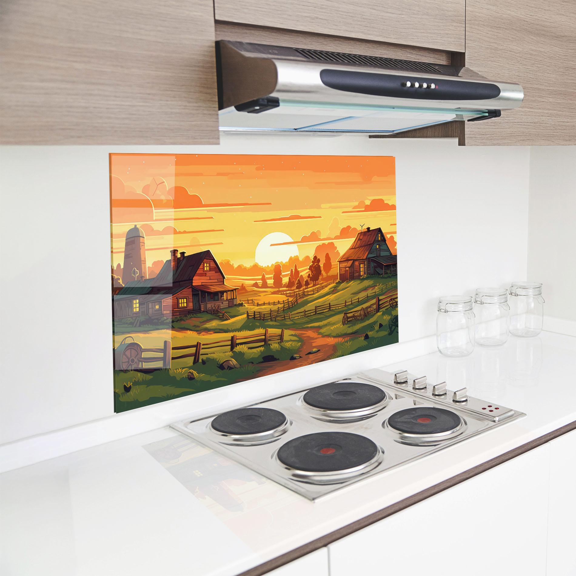 Konyhai üveg hátfal Farmhouse Sunlight mockup 8