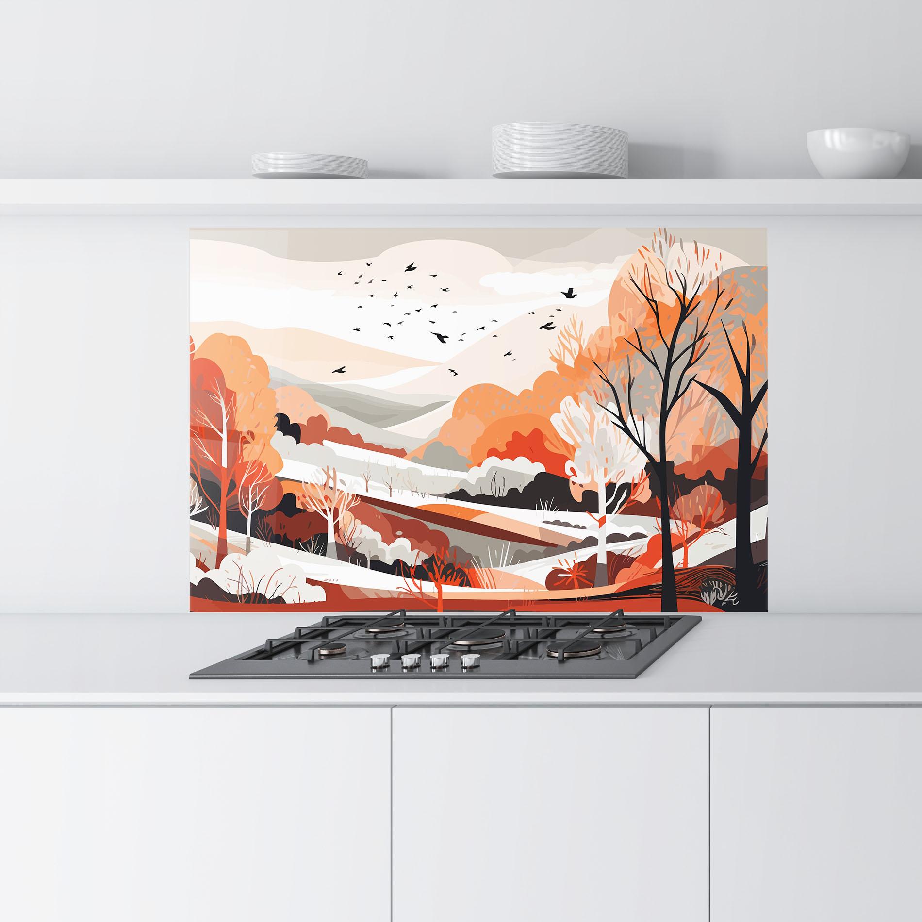 Konyhai üveg hátfal Grey Orange Autumn mockup 9