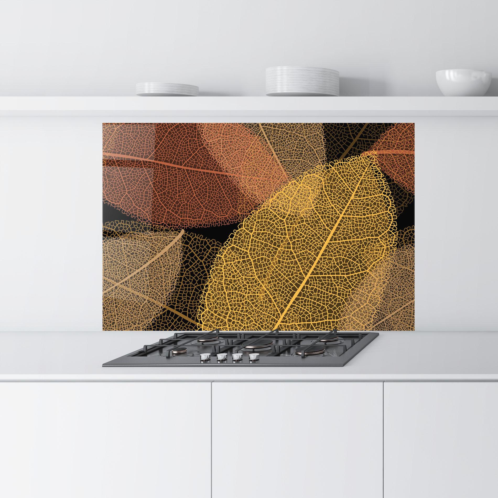Konyhai üveg hátfal Leaves Pattern mockup 9