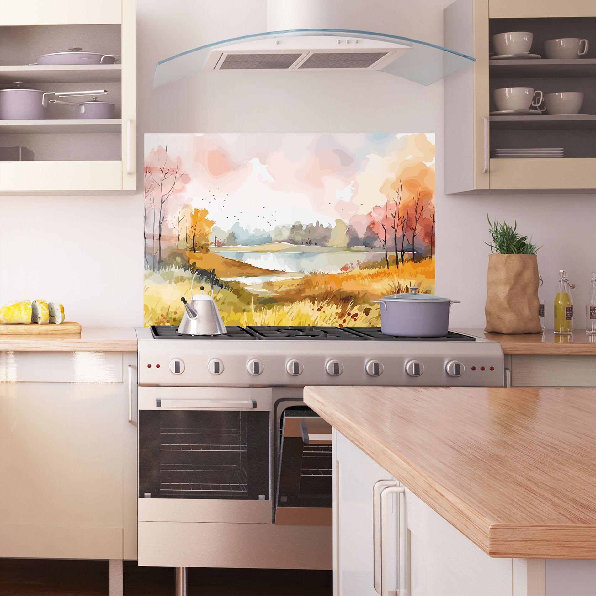 Konyhai üveg hátfal Autumn Watercolor mockup 1