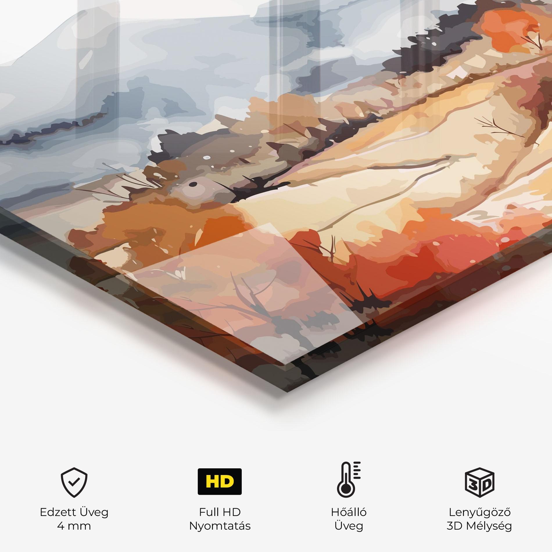 Konyhai üveg hátfal Orange Grey Autumn mockup 2