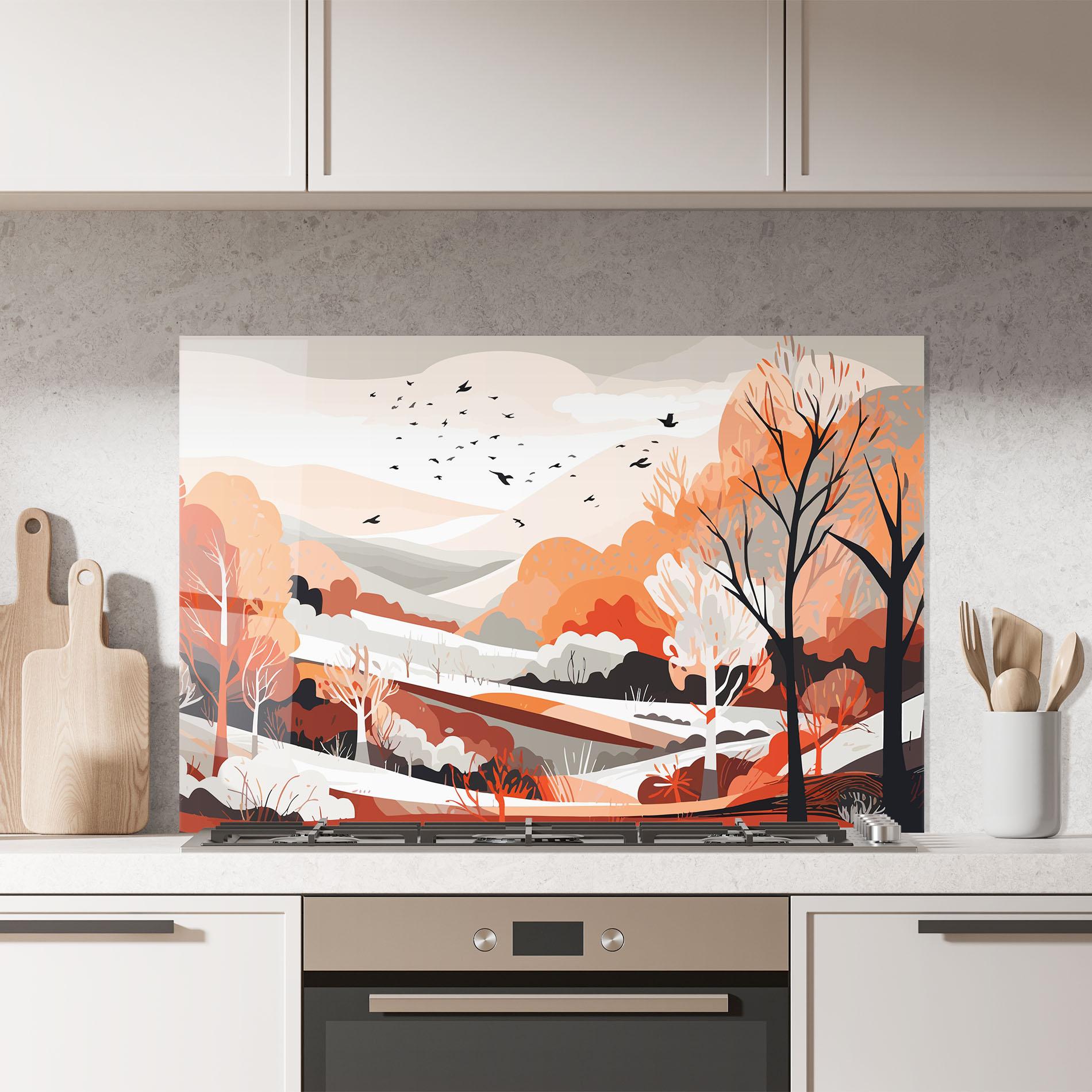 Konyhai üveg hátfal Grey Orange Autumn mockup 7