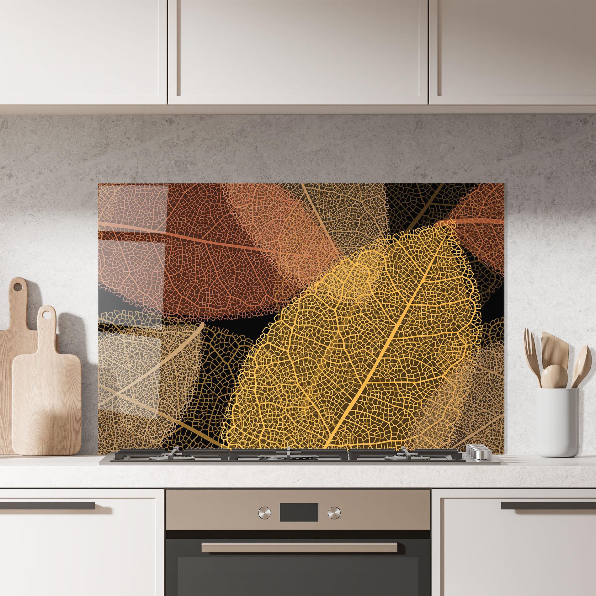 Konyhai üveg hátfal Leaves Pattern mockup 7