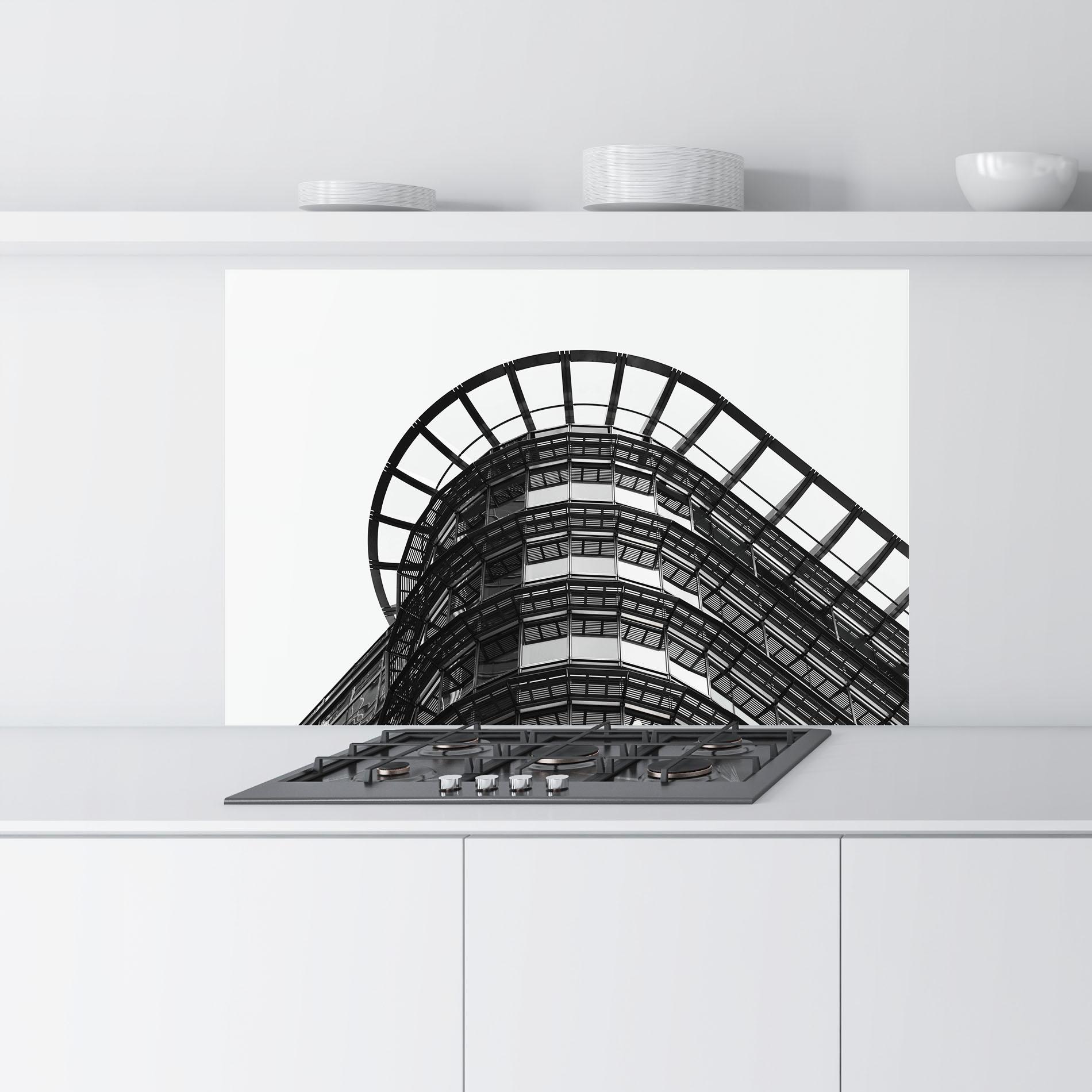 Konyhai üveg hátfal Circle Grey Tower mockup 9