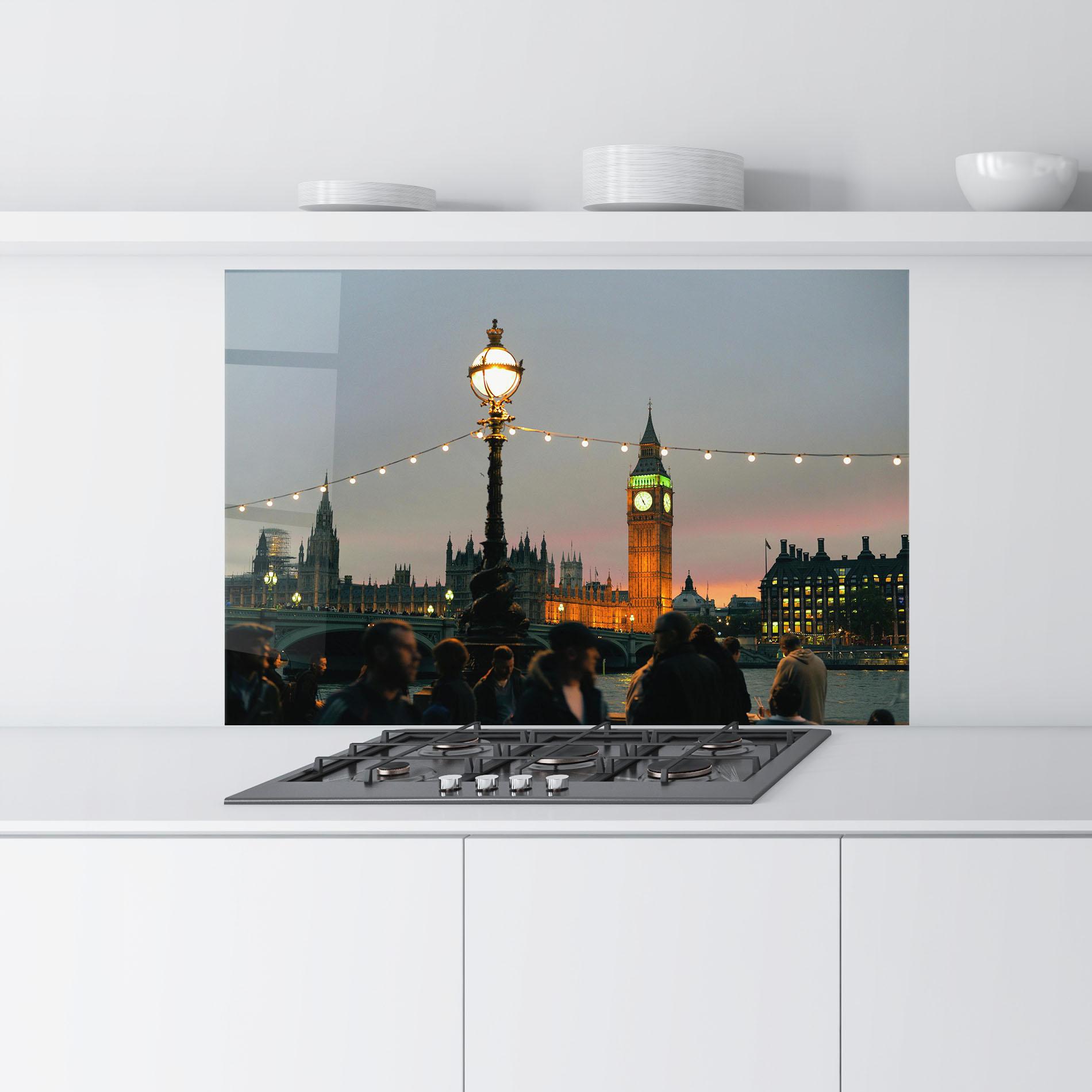 Konyhai üveg hátfal Clock Lights mockup 9